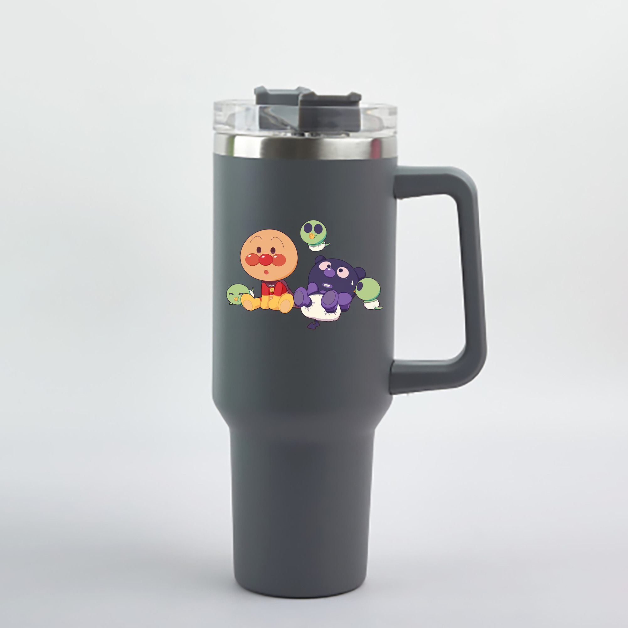 （画像用） アンパンマン Anpanman 1200mL車用タンブラー - クリスタルステッカー（プラスチックストロー付き）