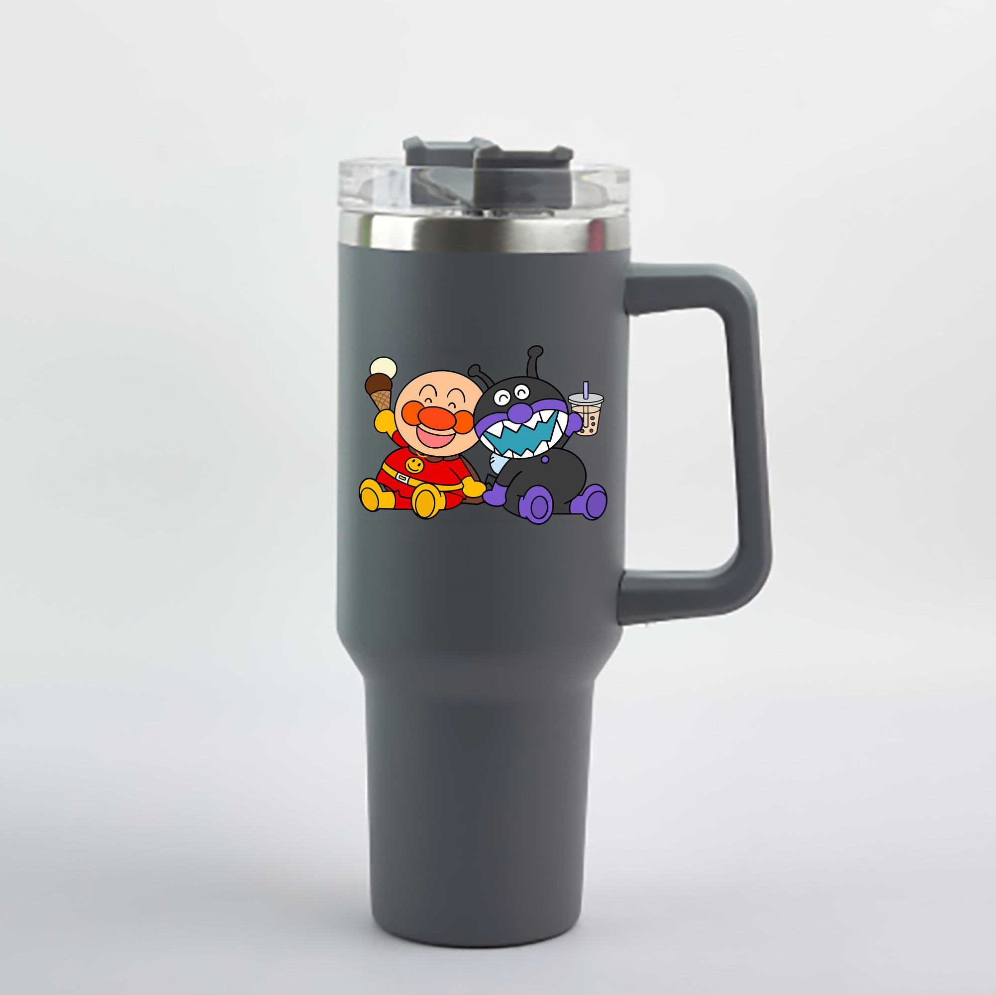 （画像用） アンパンマン Anpanman 1200mL車用タンブラー - クリスタルステッカー（プラスチックストロー付き）