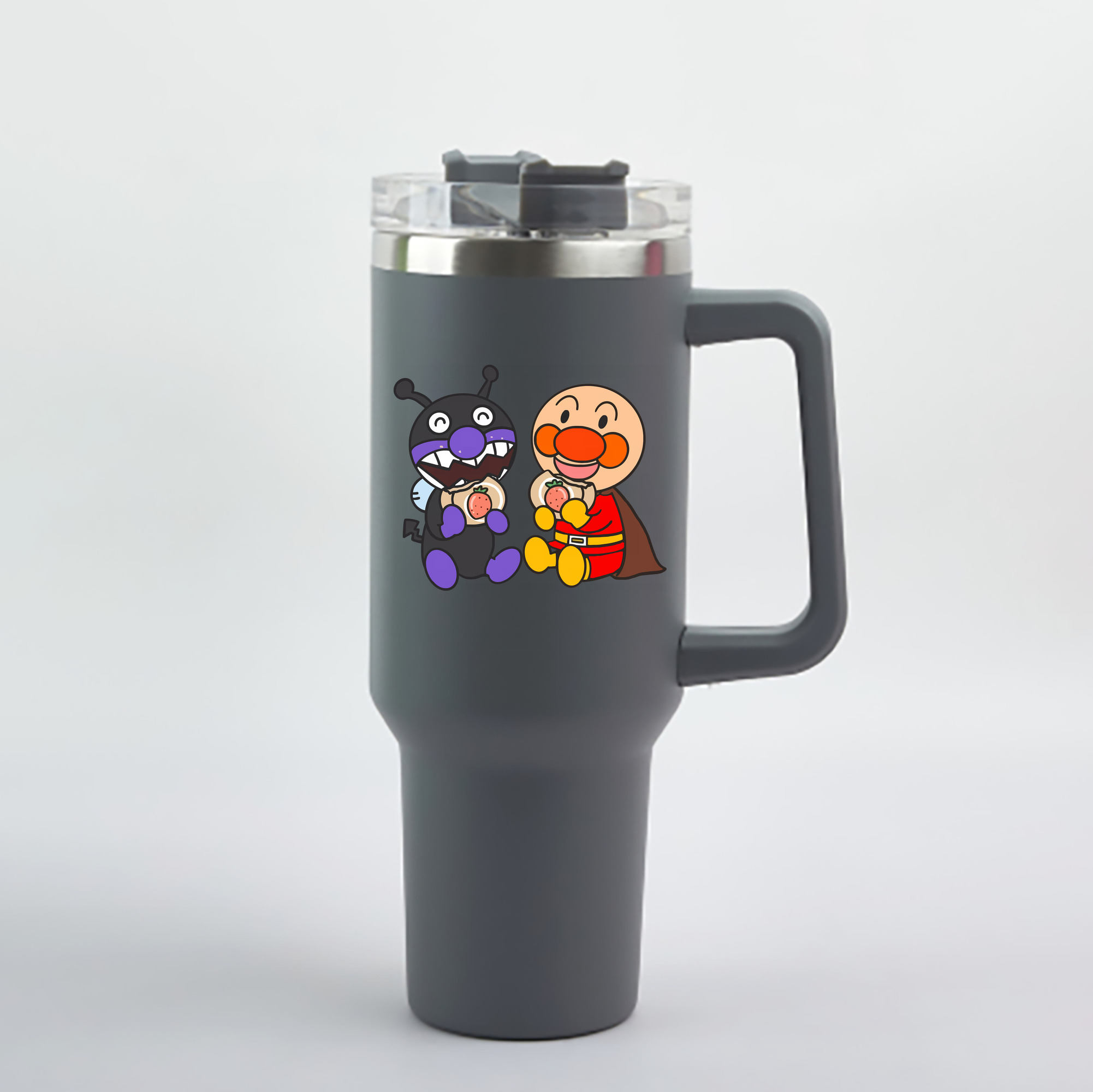 （画像用） アンパンマン Anpanman 1200mL車用タンブラー - クリスタルステッカー（プラスチックストロー付き）