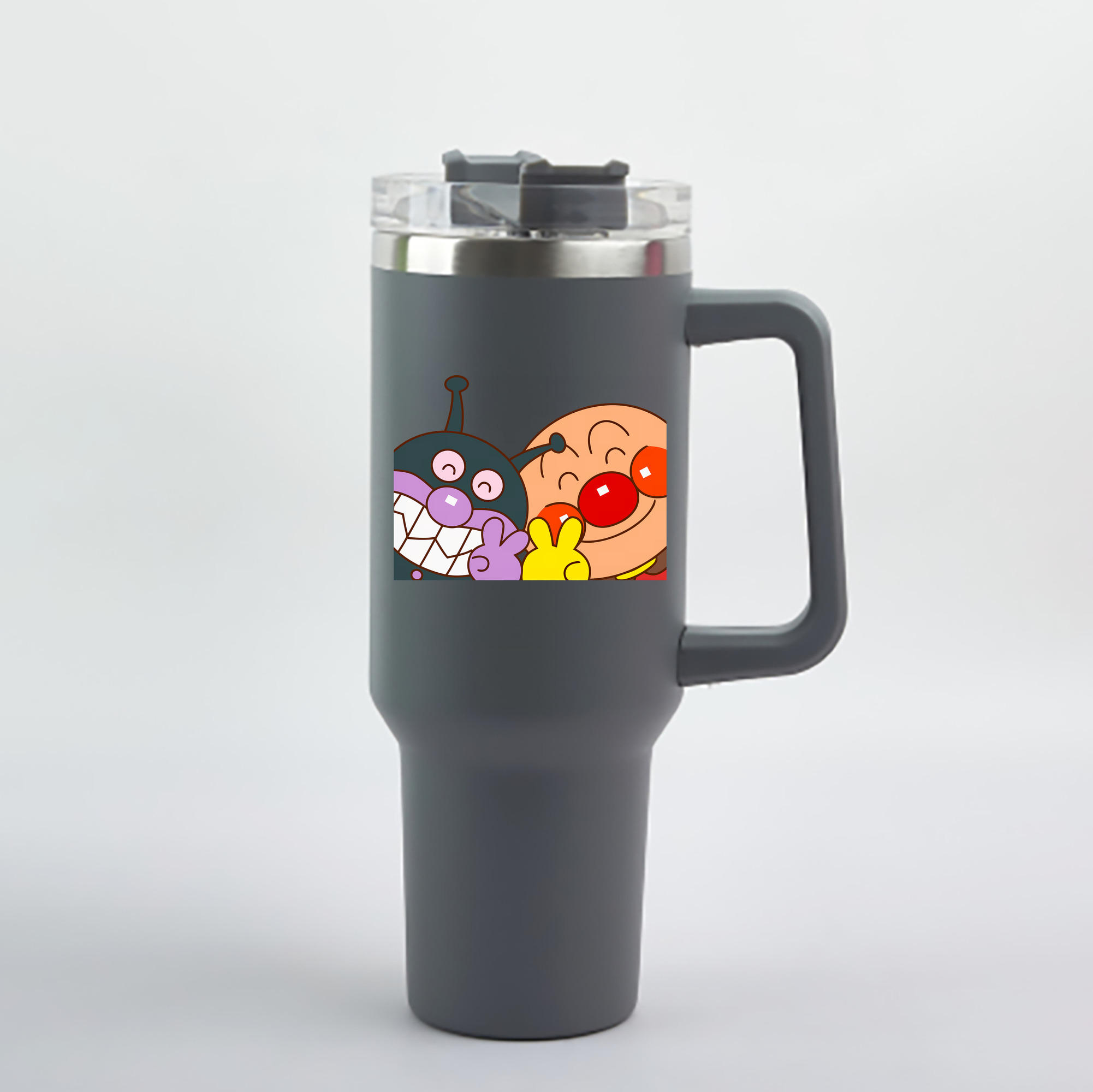 （画像用） アンパンマン Anpanman 1200mL車用タンブラー - クリスタルステッカー（プラスチックストロー付き）