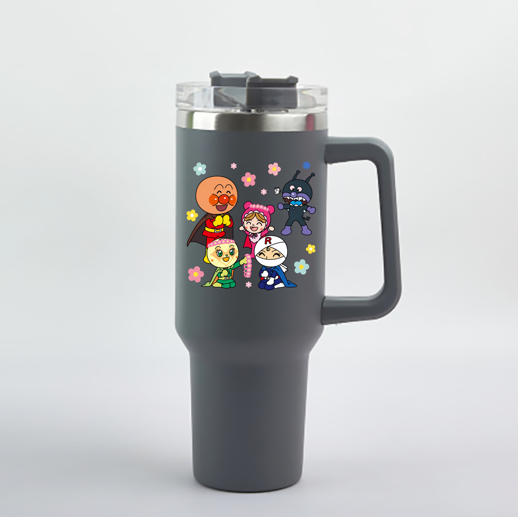 （画像用） アンパンマン Anpanman 1200mL車用タンブラー - クリスタルステッカー（プラスチックストロー付き）