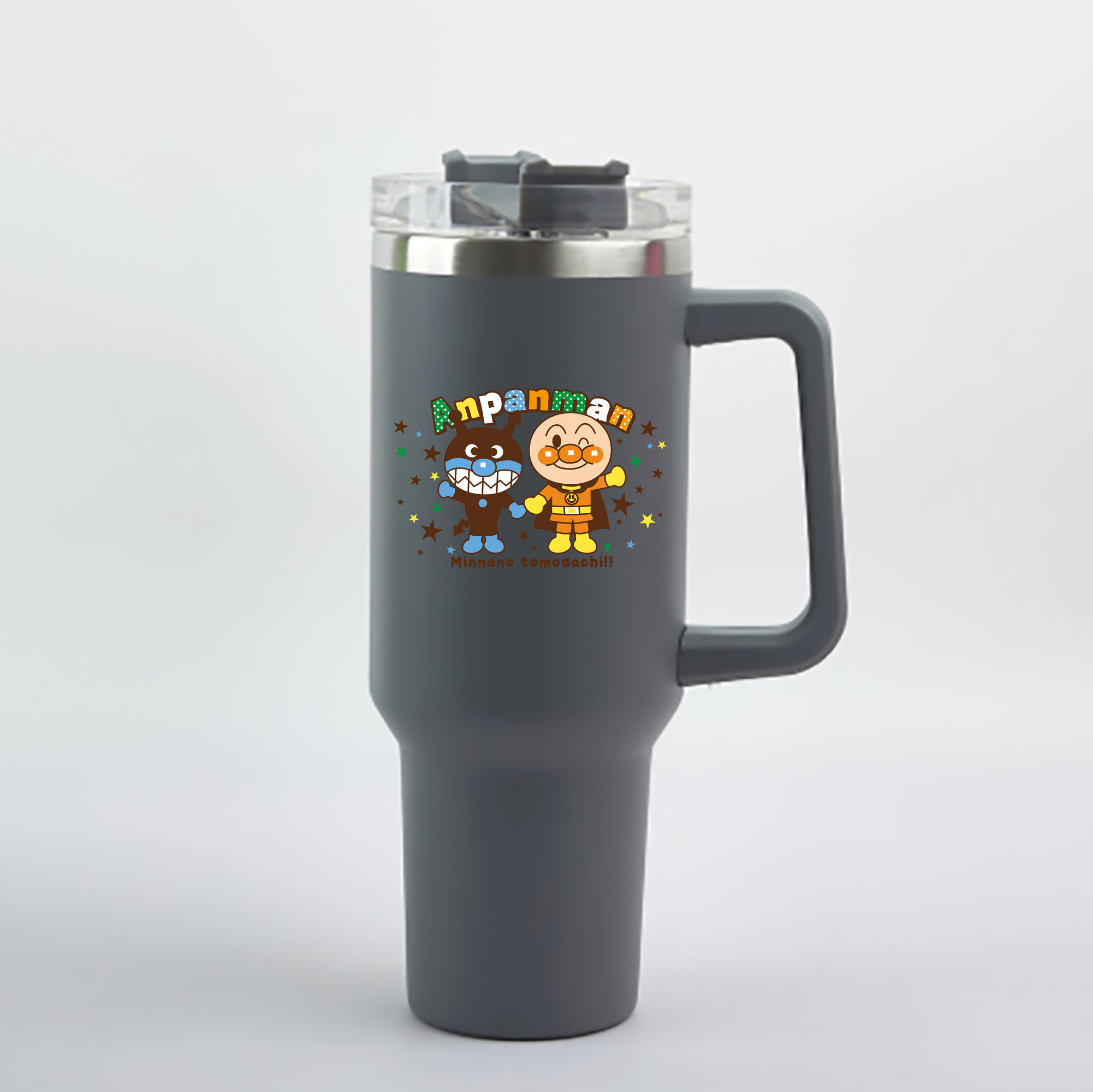 （画像用） アンパンマン Anpanman 1200mL車用タンブラー - クリスタルステッカー（プラスチックストロー付き）