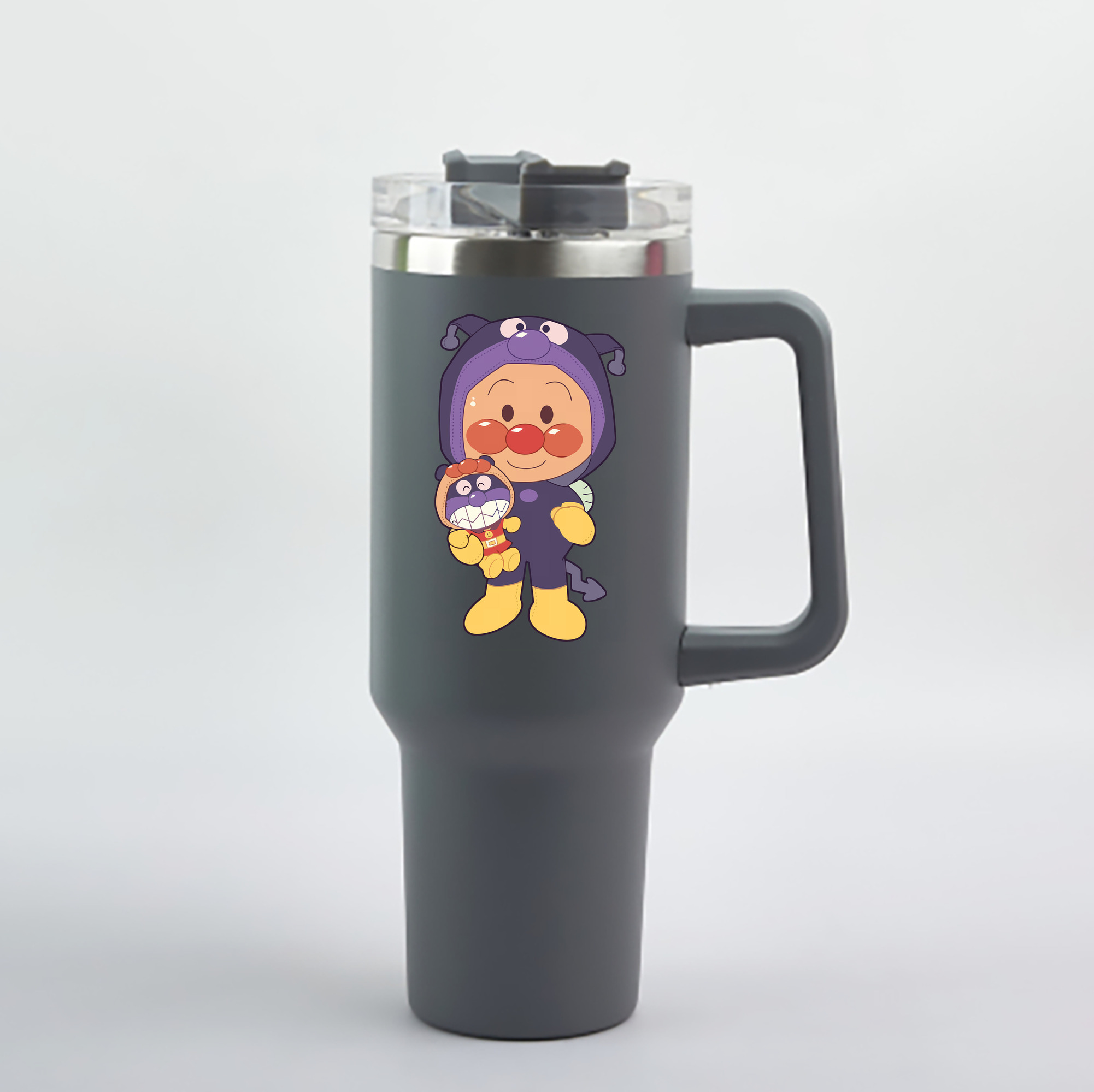（画像用） アンパンマン Anpanman 1200mL車用タンブラー - クリスタルステッカー（プラスチックストロー付き）