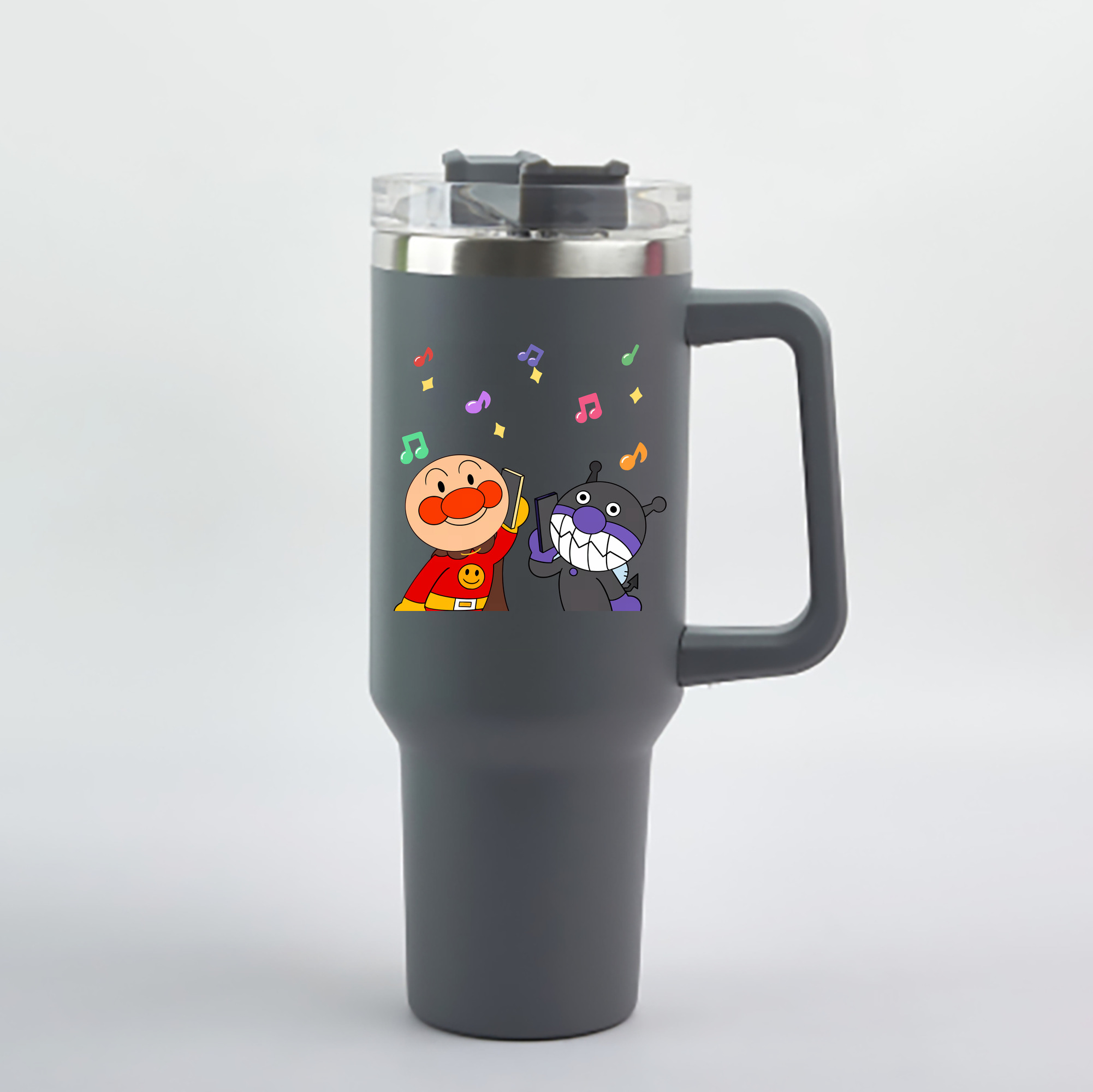 （画像用） アンパンマン Anpanman 1200mL車用タンブラー - クリスタルステッカー（プラスチックストロー付き）