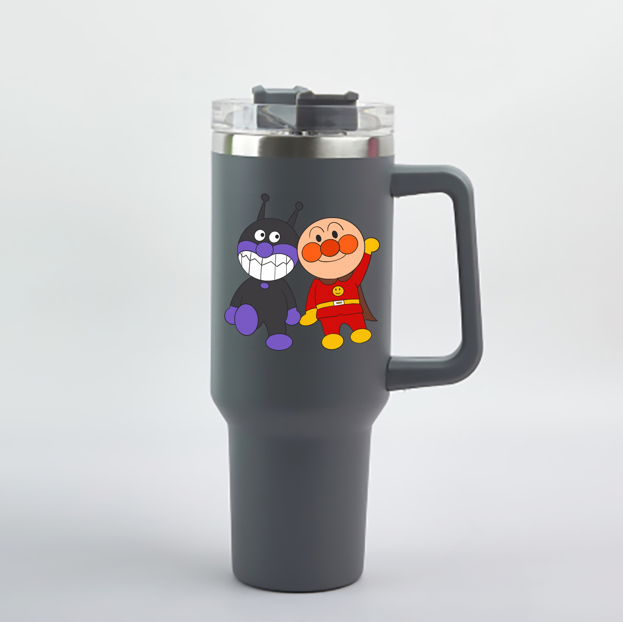 （画像用） アンパンマン Anpanman 1200mL車用タンブラー - クリスタルステッカー（プラスチックストロー付き）