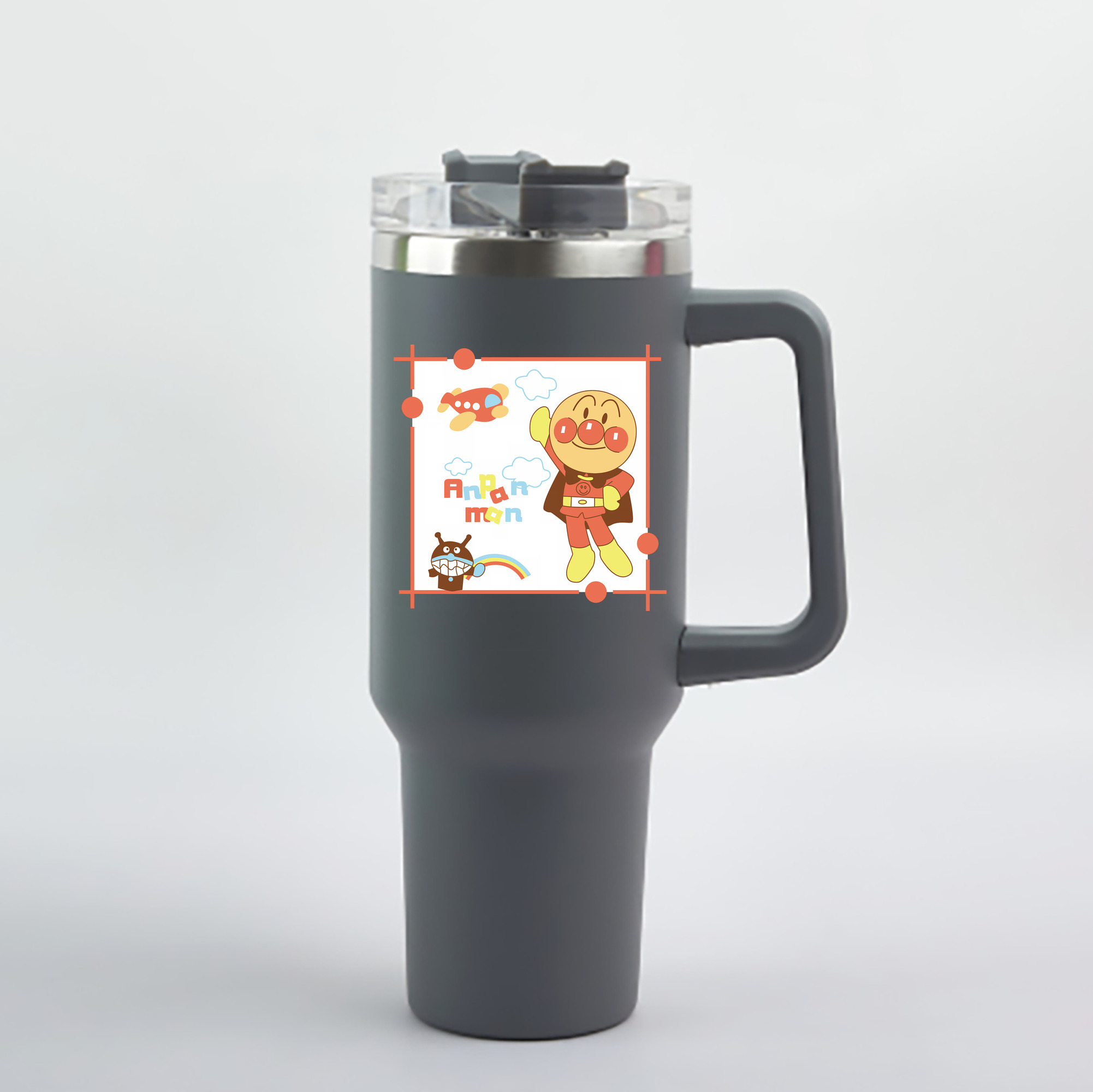 （画像用） アンパンマン Anpanman 1200mL車用タンブラー - クリスタルステッカー（プラスチックストロー付き）