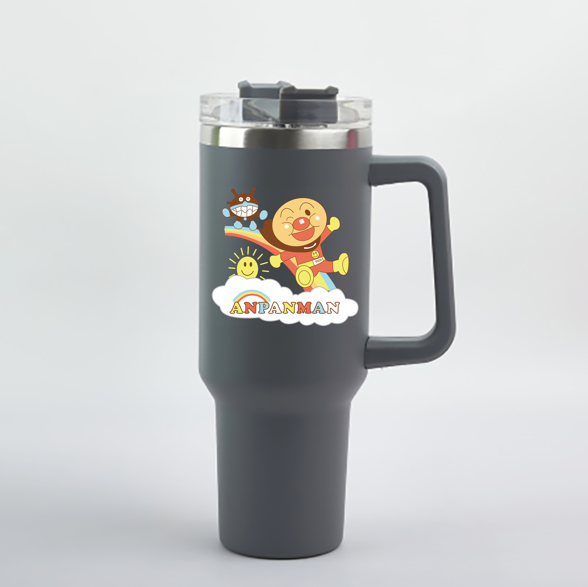 （画像用） アンパンマン Anpanman 1200mL車用タンブラー - クリスタルステッカー（プラスチックストロー付き）