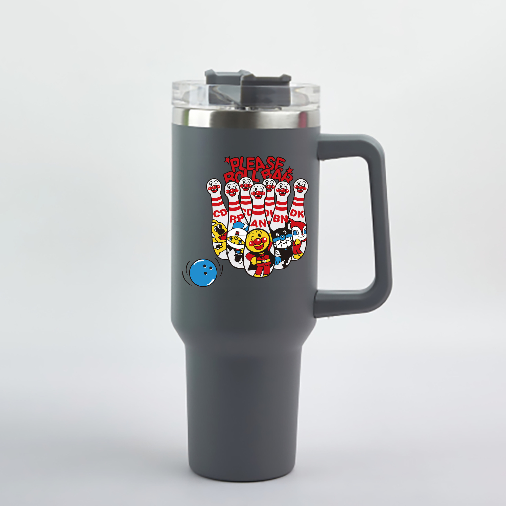 （画像用） アンパンマン Anpanman 1200mL車用タンブラー - クリスタルステッカー（プラスチックストロー付き）