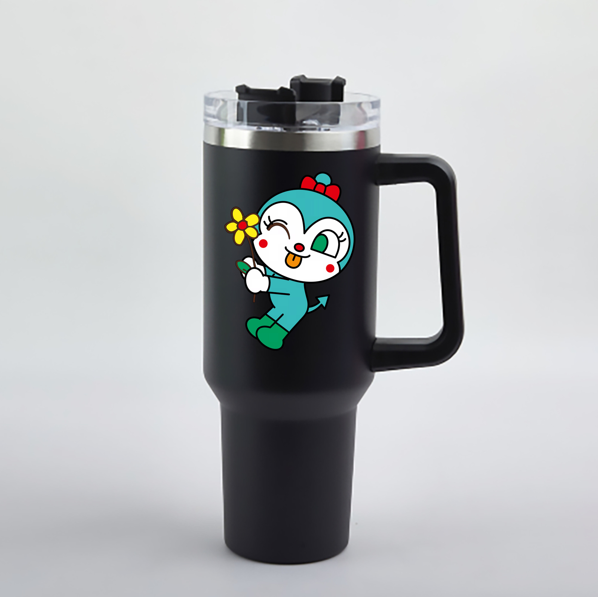 （画像用） アンパンマン Anpanman 1200mL車用タンブラー - クリスタルステッカー（プラスチックストロー付き）