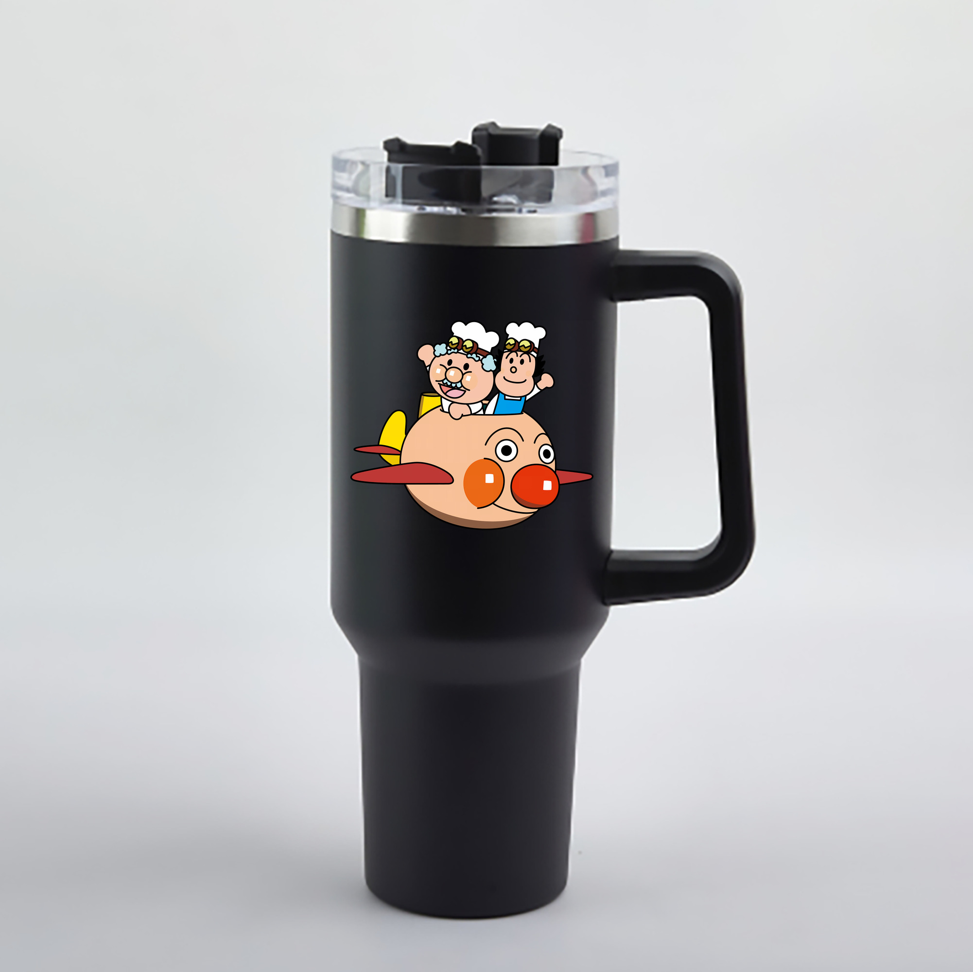 （画像用） アンパンマン Anpanman 1200mL車用タンブラー - クリスタルステッカー（プラスチックストロー付き）