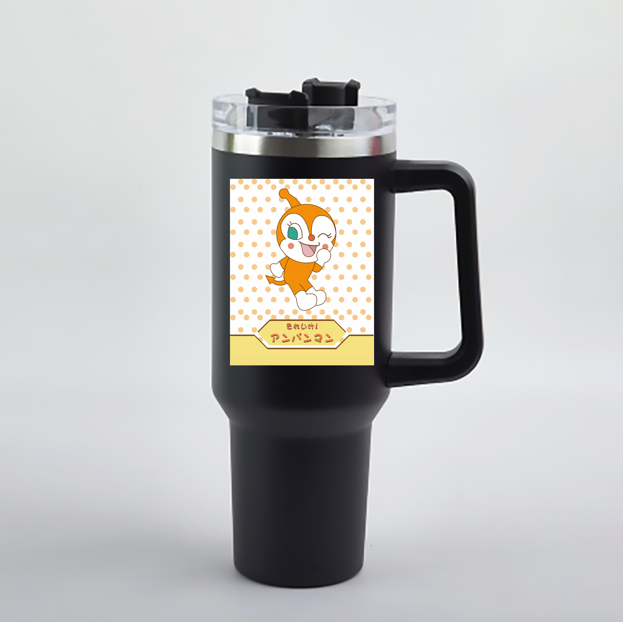 （画像用） アンパンマン Anpanman 1200mL車用タンブラー - クリスタルステッカー（プラスチックストロー付き）