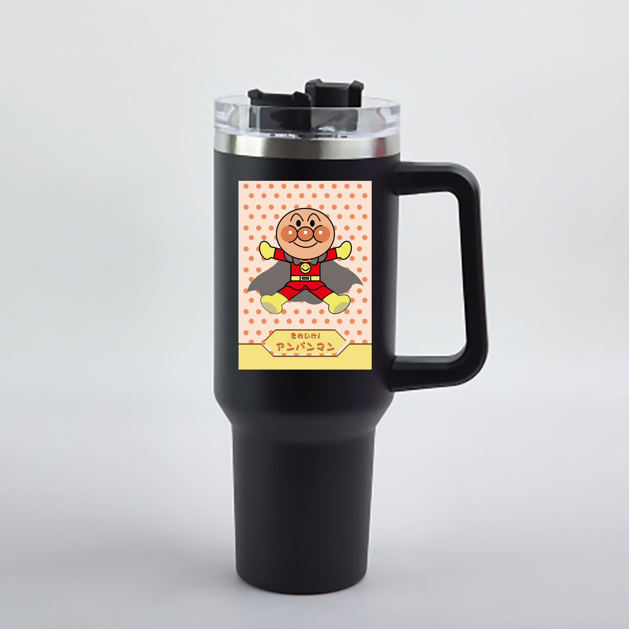 （画像用） アンパンマン Anpanman 1200mL車用タンブラー - クリスタルステッカー（プラスチックストロー付き）
