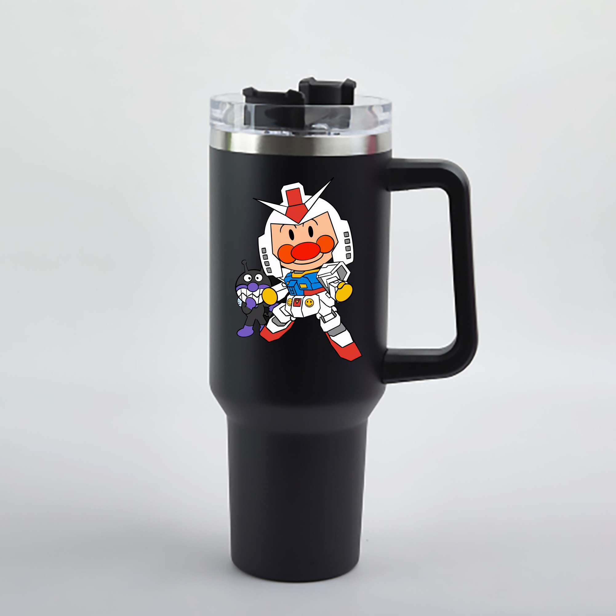 （画像用） アンパンマン Anpanman 1200mL車用タンブラー - クリスタルステッカー（プラスチックストロー付き）