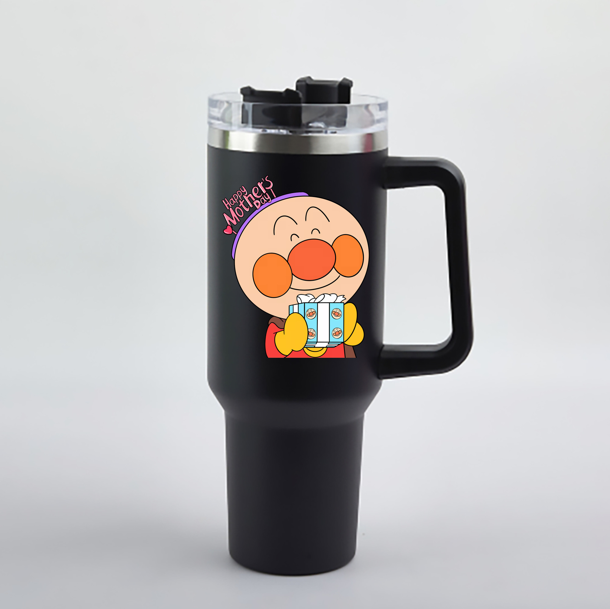 （画像用） アンパンマン Anpanman 1200mL車用タンブラー - クリスタルステッカー（プラスチックストロー付き）