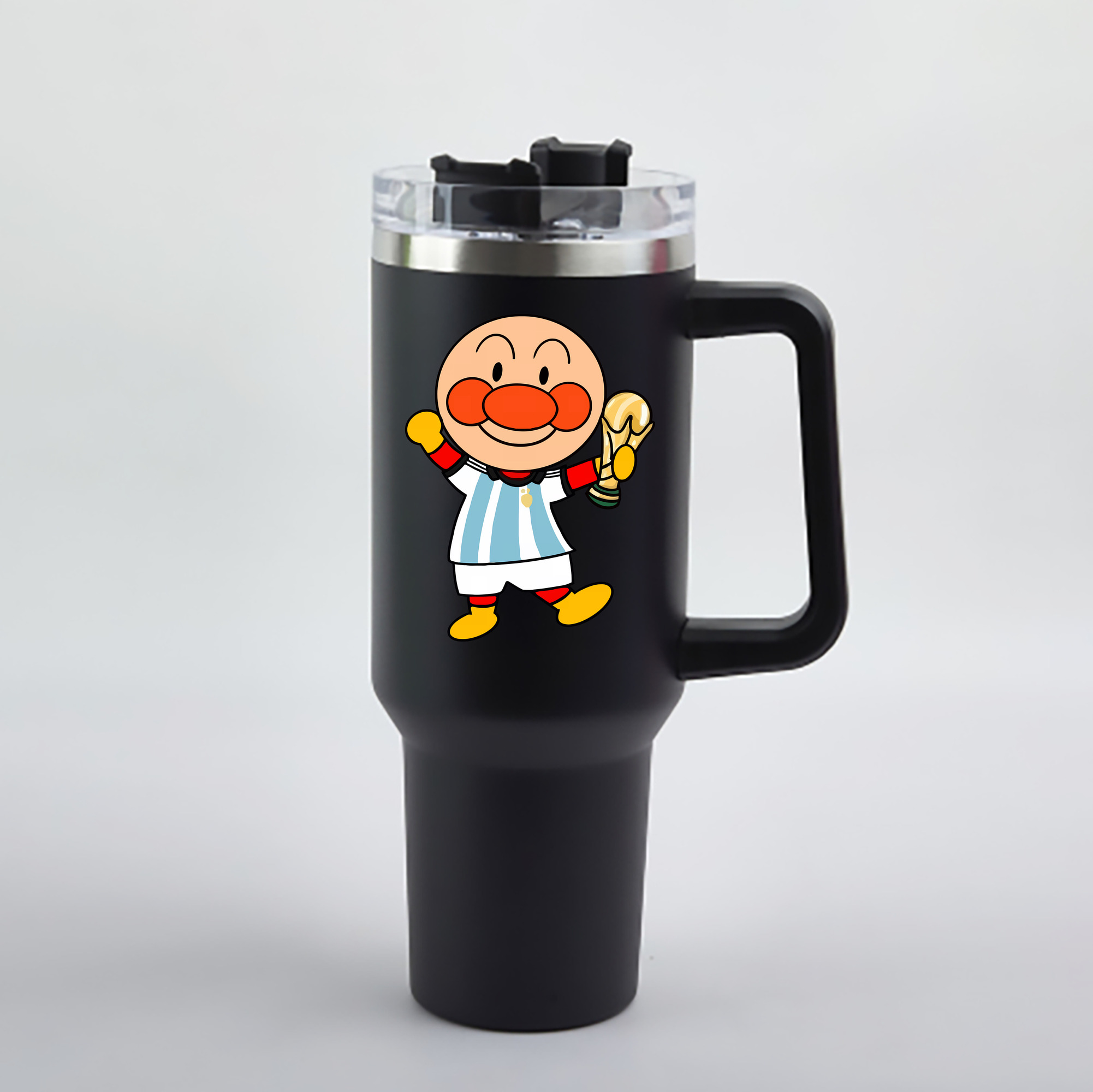 （画像用） アンパンマン Anpanman 1200mL車用タンブラー - クリスタルステッカー（プラスチックストロー付き）