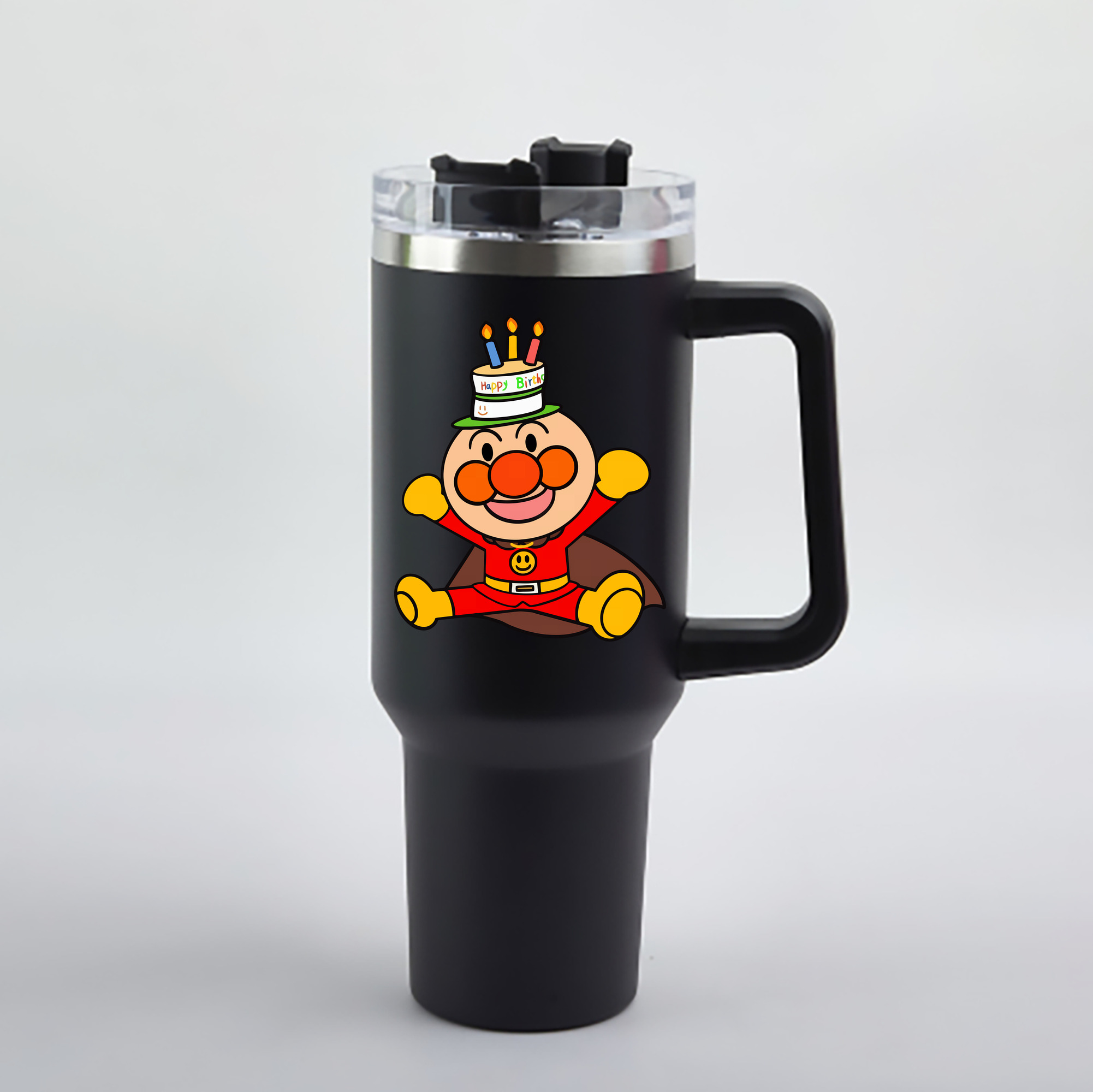 （画像用） アンパンマン Anpanman 1200mL車用タンブラー - クリスタルステッカー（プラスチックストロー付き）
