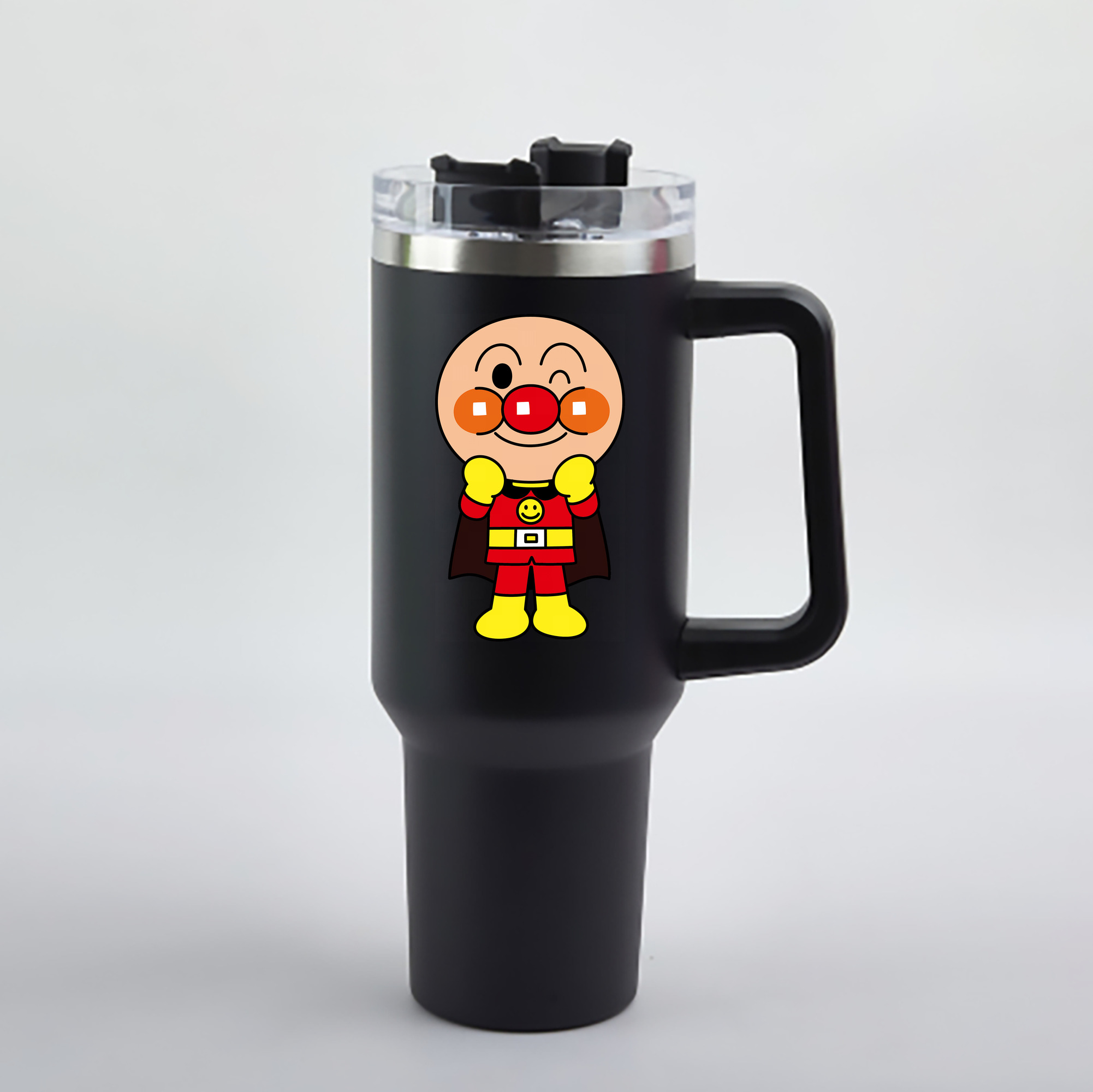 （画像用） アンパンマン Anpanman 1200mL車用タンブラー - クリスタルステッカー（プラスチックストロー付き）