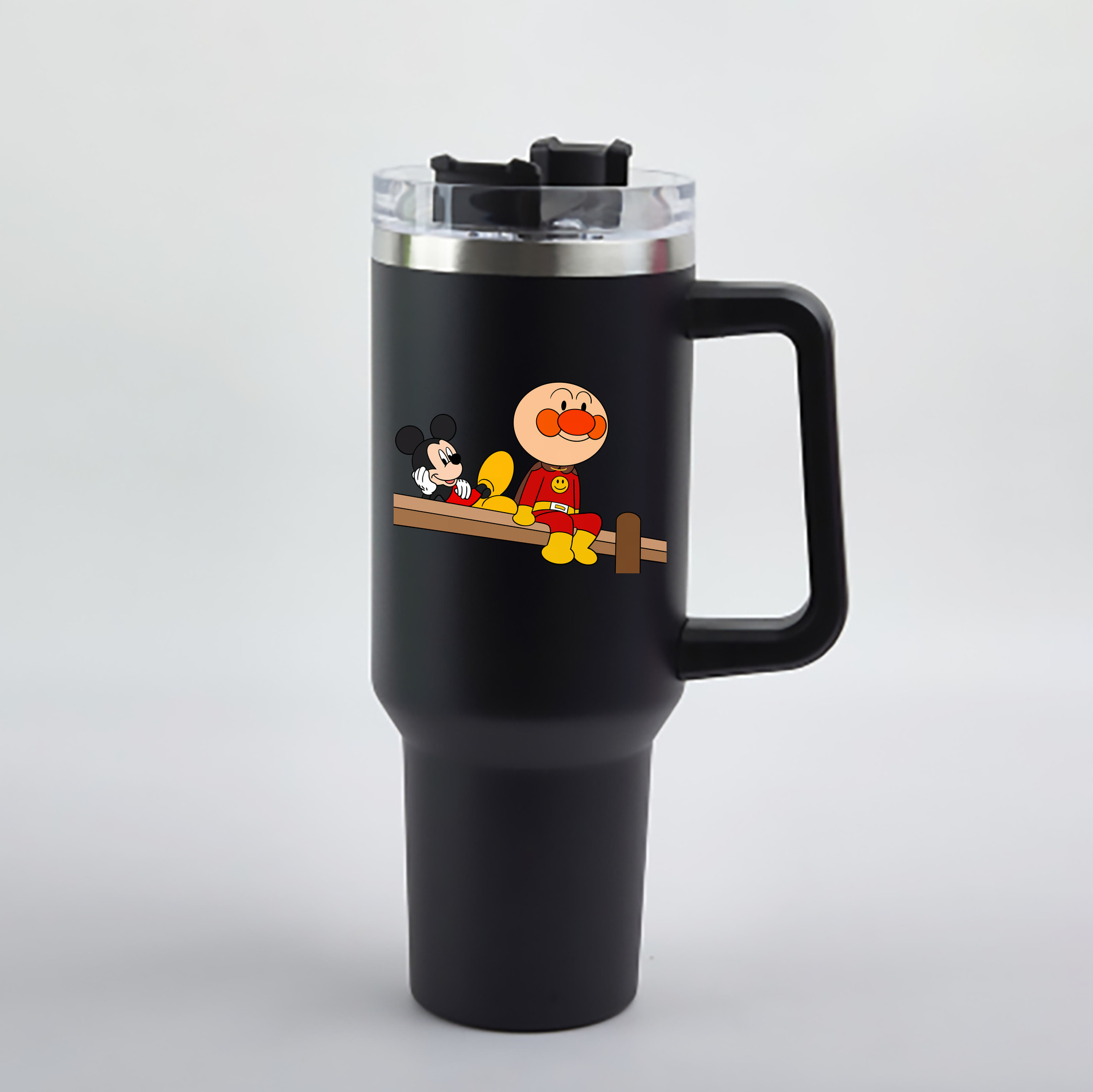 （画像用） アンパンマン Anpanman 1200mL車用タンブラー - クリスタルステッカー（プラスチックストロー付き）