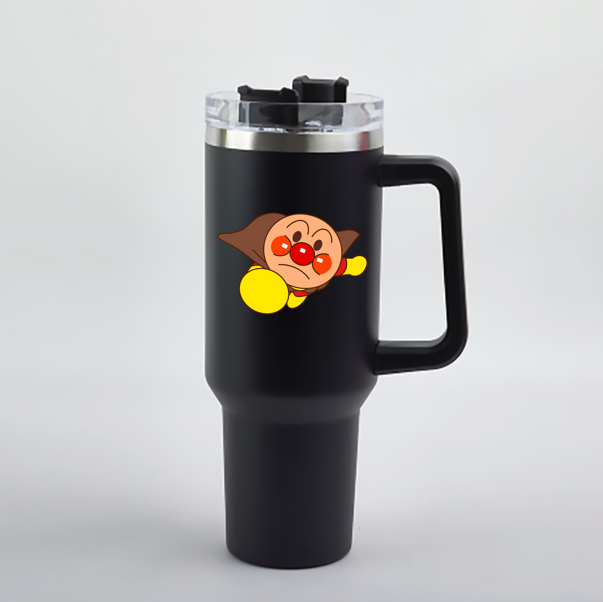 （画像用） アンパンマン Anpanman 1200mL車用タンブラー - クリスタルステッカー（プラスチックストロー付き）