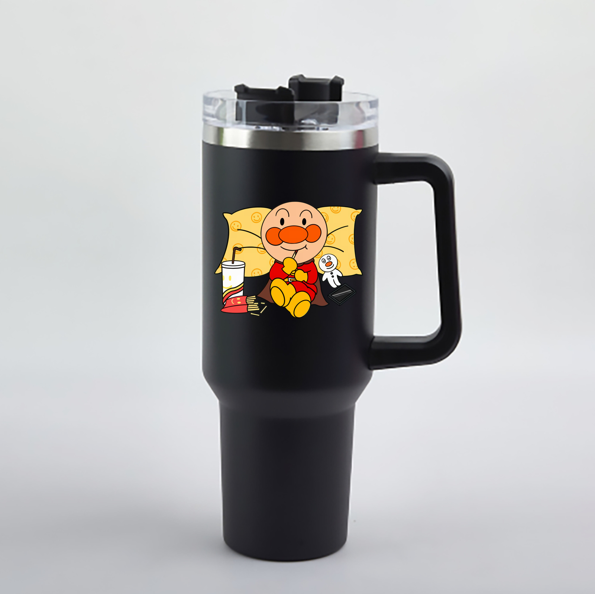 （画像用） アンパンマン Anpanman 1200mL車用タンブラー - クリスタルステッカー（プラスチックストロー付き）