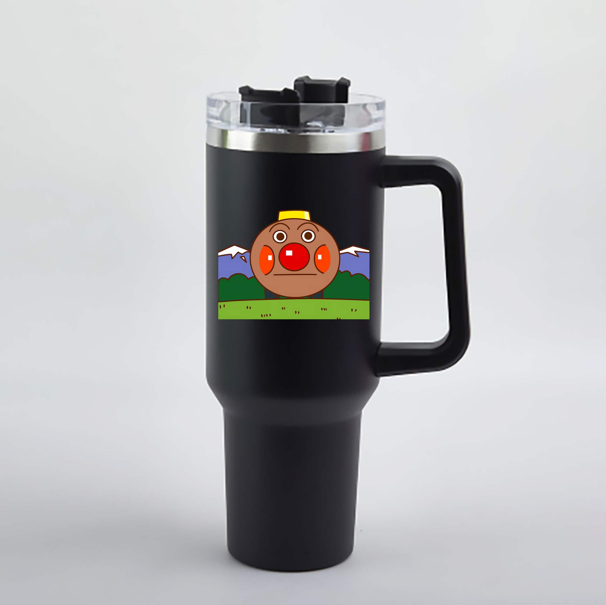 （画像用） アンパンマン Anpanman 1200mL車用タンブラー - クリスタルステッカー（プラスチックストロー付き）