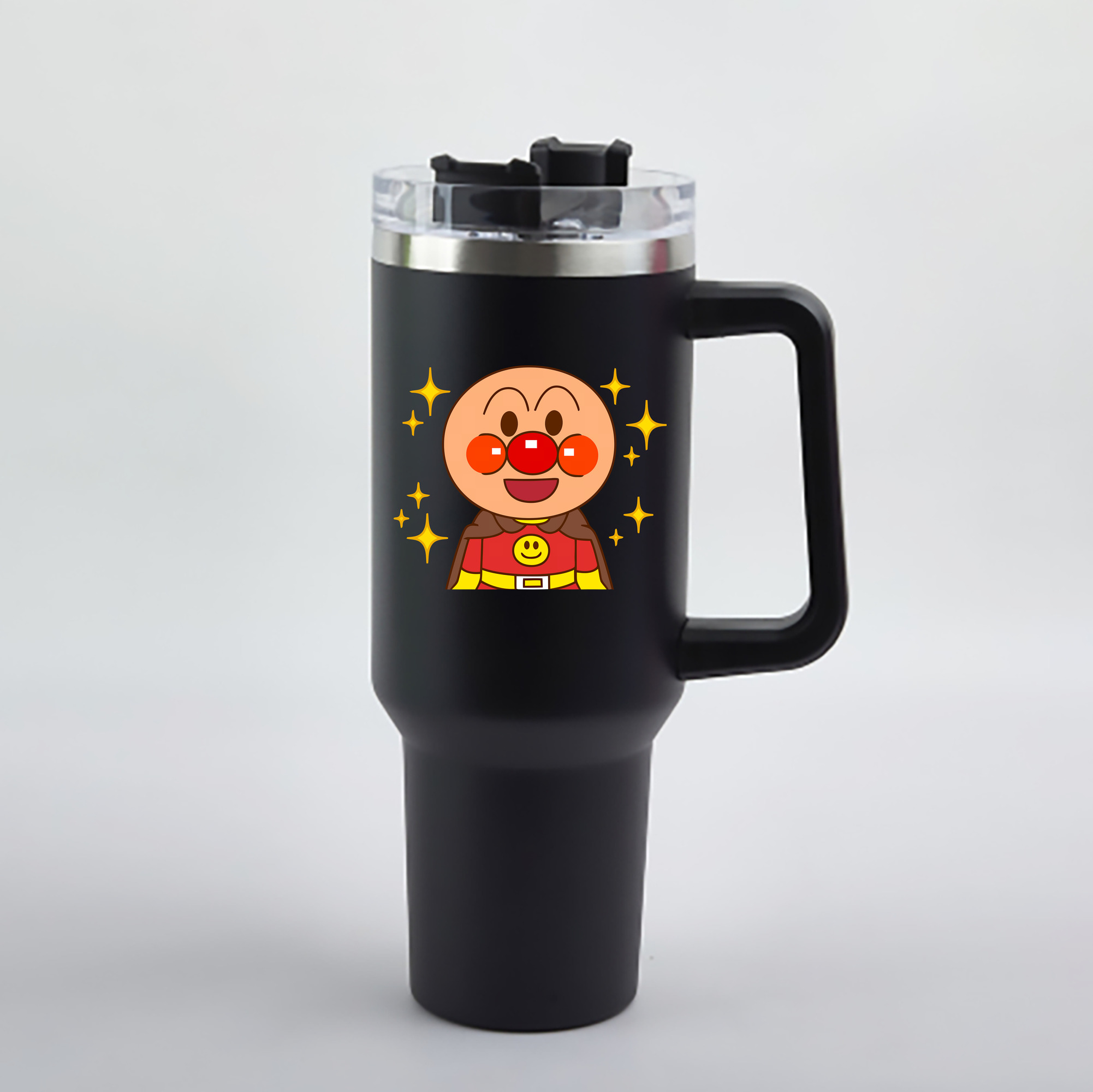（画像用） アンパンマン Anpanman 1200mL車用タンブラー - クリスタルステッカー（プラスチックストロー付き）