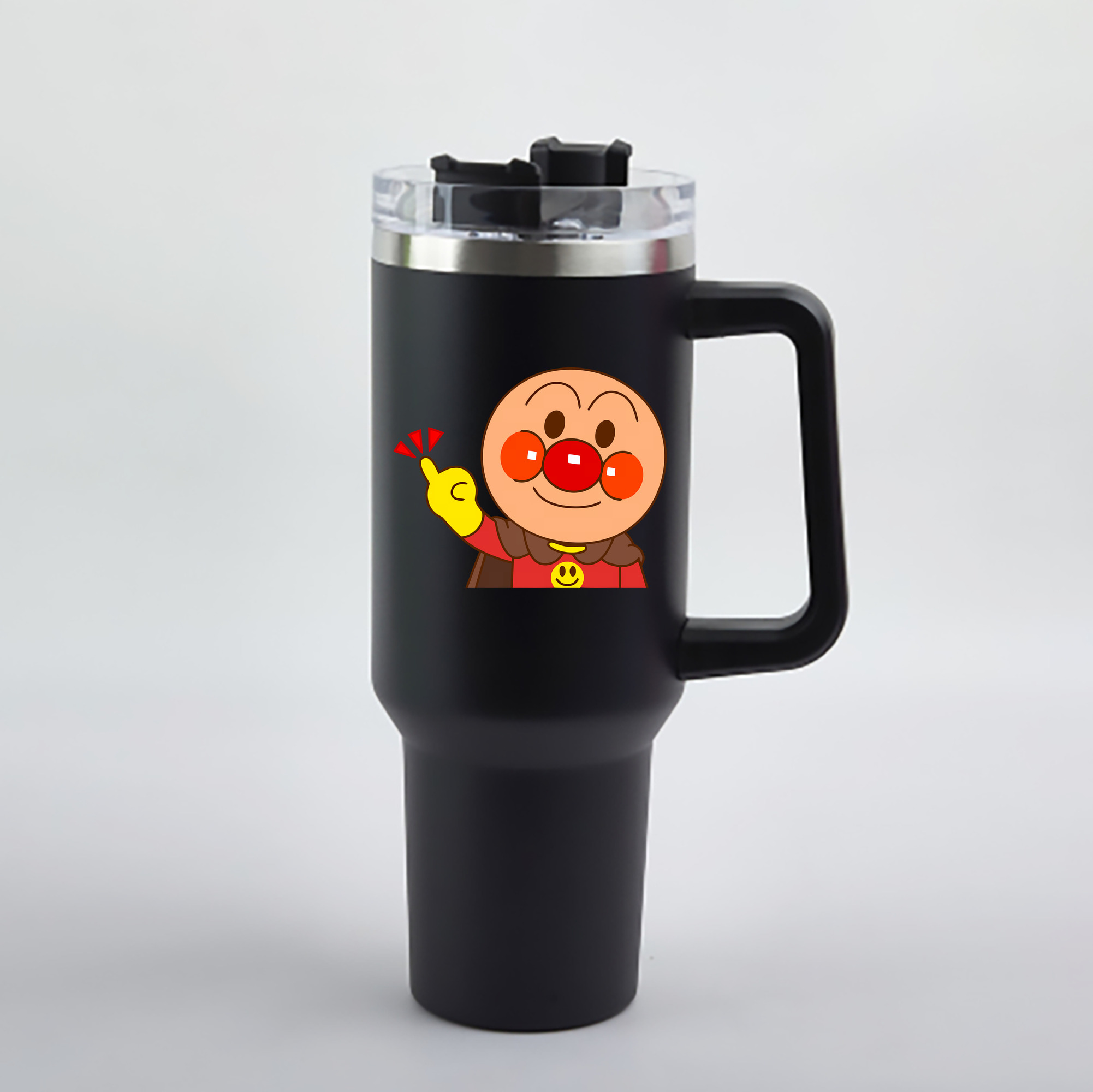 （画像用） アンパンマン Anpanman 1200mL車用タンブラー - クリスタルステッカー（プラスチックストロー付き）