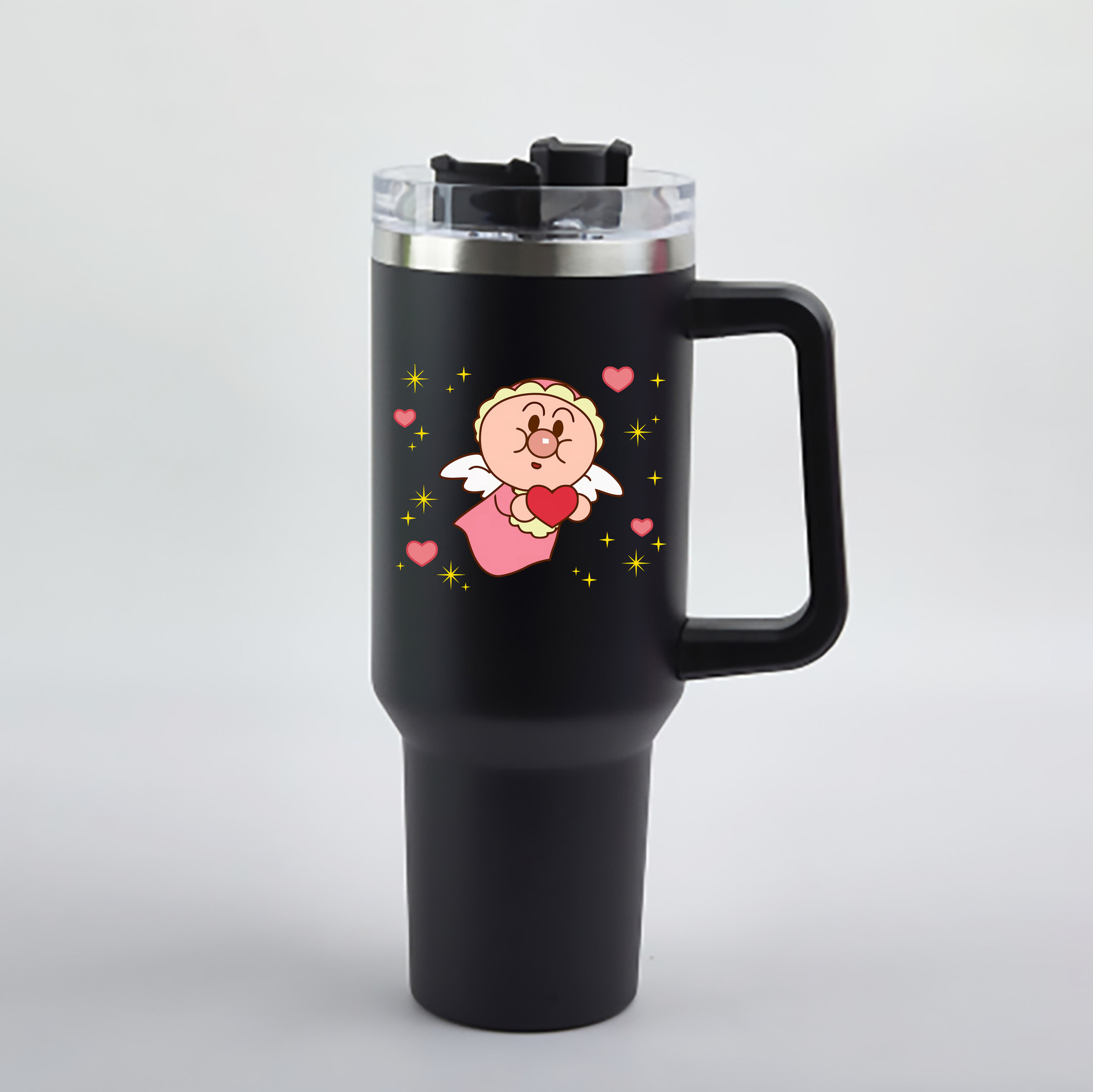 （画像用） アンパンマン Anpanman 1200mL車用タンブラー - クリスタルステッカー（プラスチックストロー付き）
