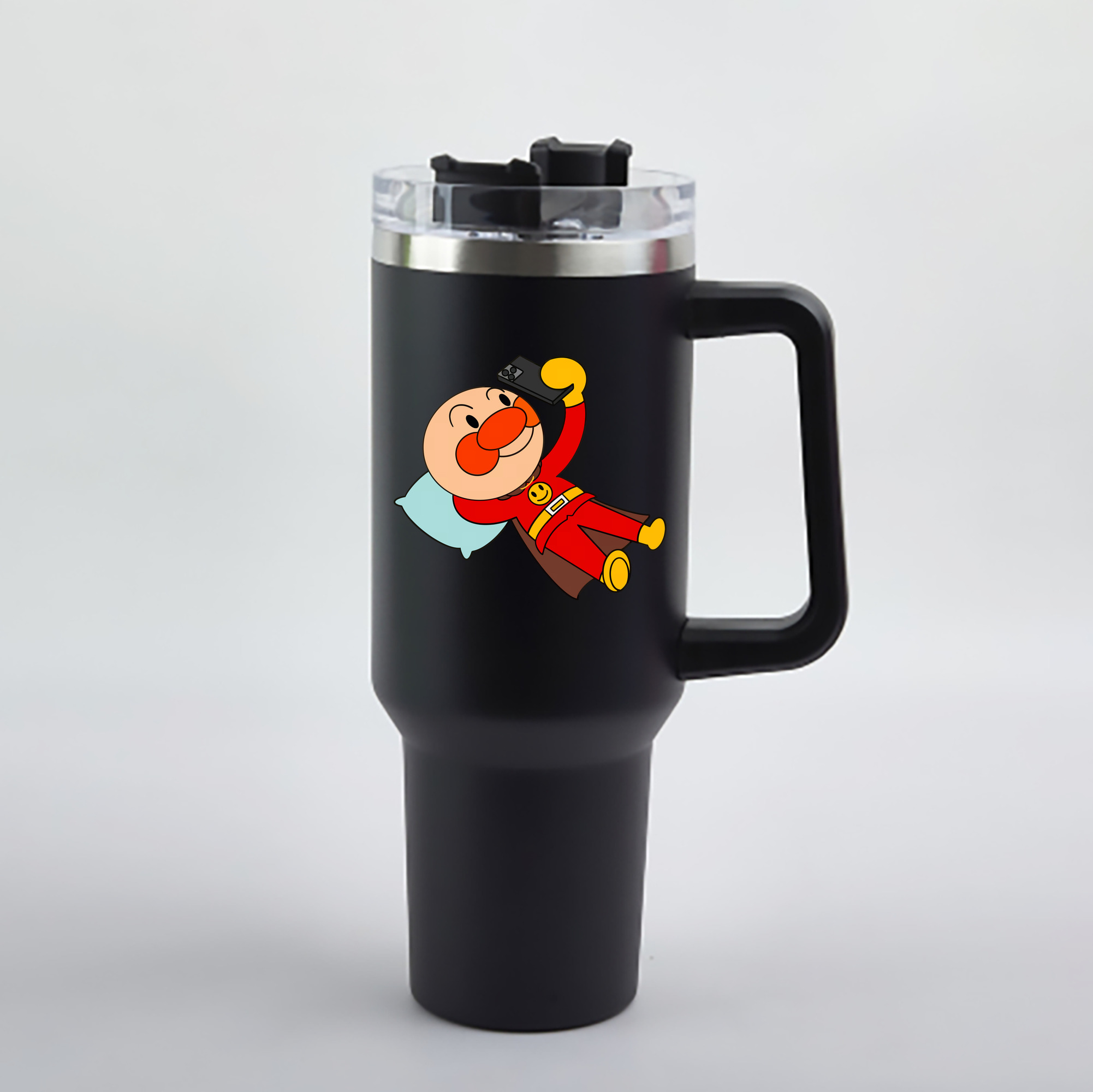 （画像用） アンパンマン Anpanman 1200mL車用タンブラー - クリスタルステッカー（プラスチックストロー付き）