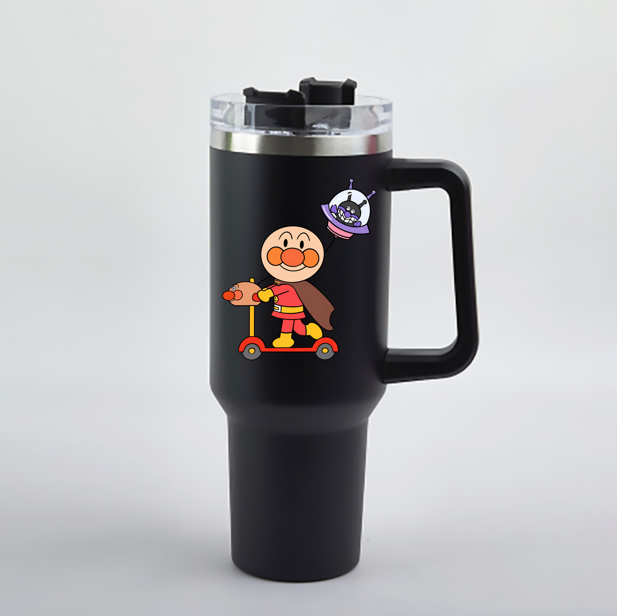 （画像用） アンパンマン Anpanman 1200mL車用タンブラー - クリスタルステッカー（プラスチックストロー付き）