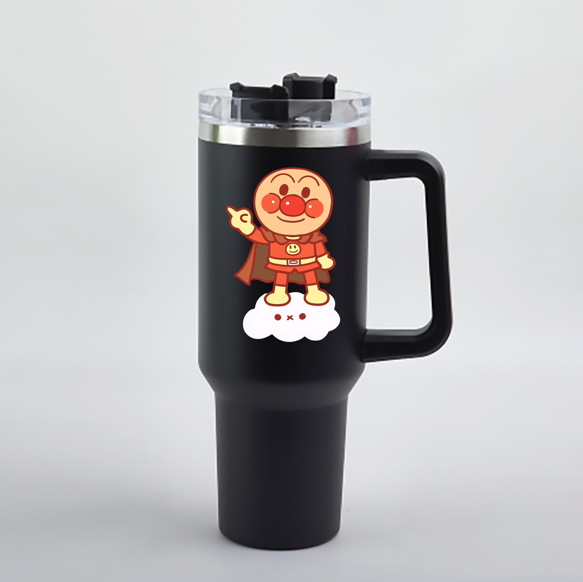 （画像用） アンパンマン Anpanman 1200mL車用タンブラー - クリスタルステッカー（プラスチックストロー付き）