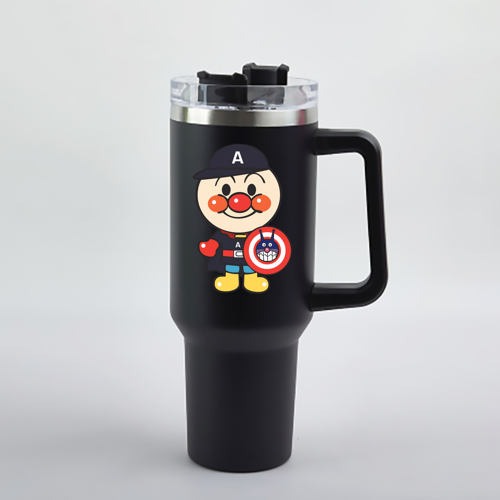 （画像用） アンパンマン Anpanman 1200mL車用タンブラー - クリスタルステッカー（プラスチックストロー付き）
