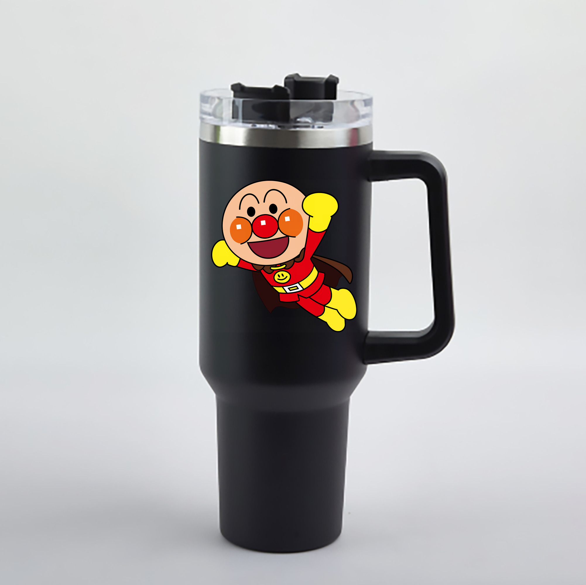 （画像用） アンパンマン Anpanman 1200mL車用タンブラー - クリスタルステッカー（プラスチックストロー付き）