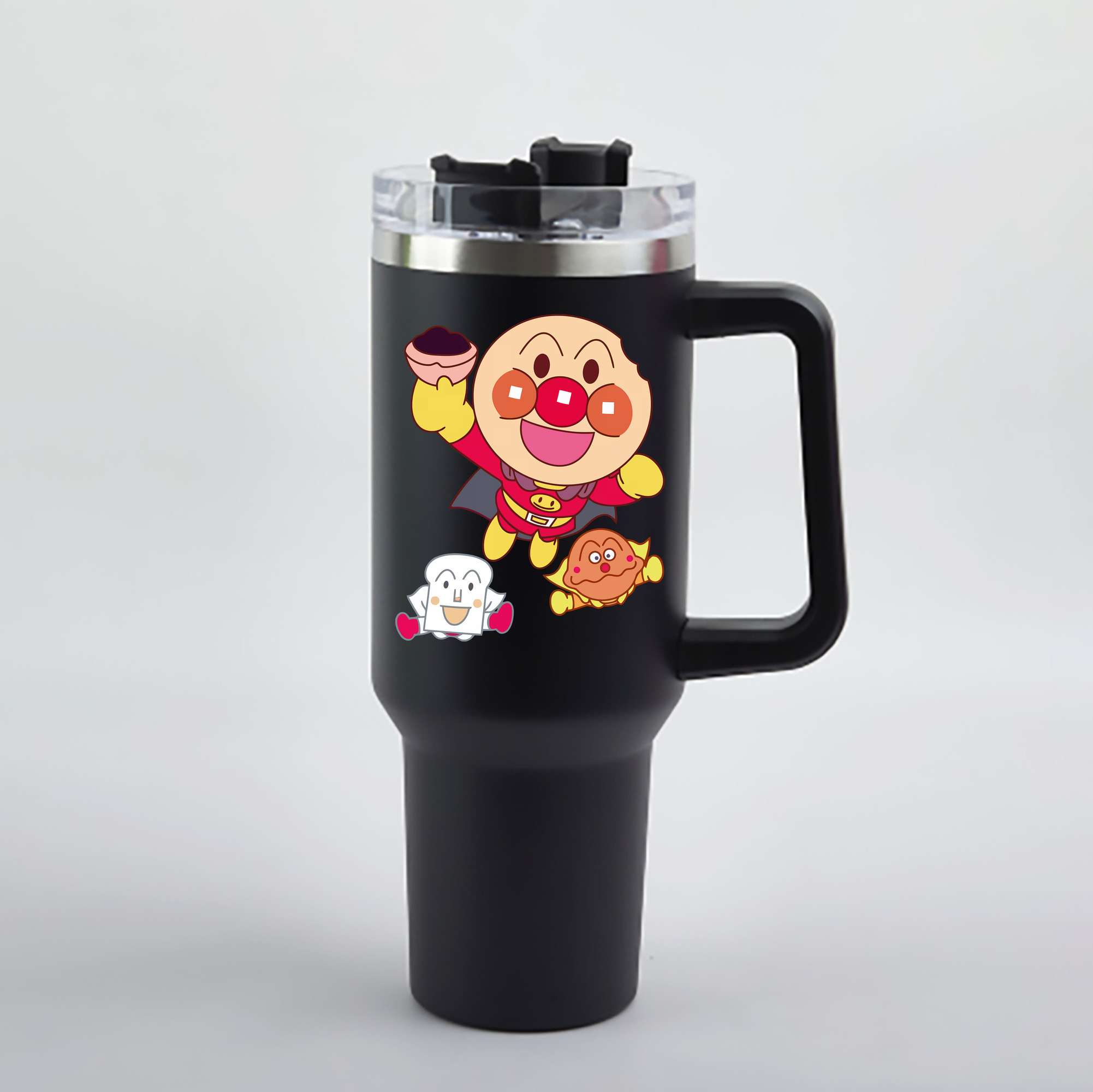 （画像用） アンパンマン Anpanman 1200mL車用タンブラー - クリスタルステッカー（プラスチックストロー付き）