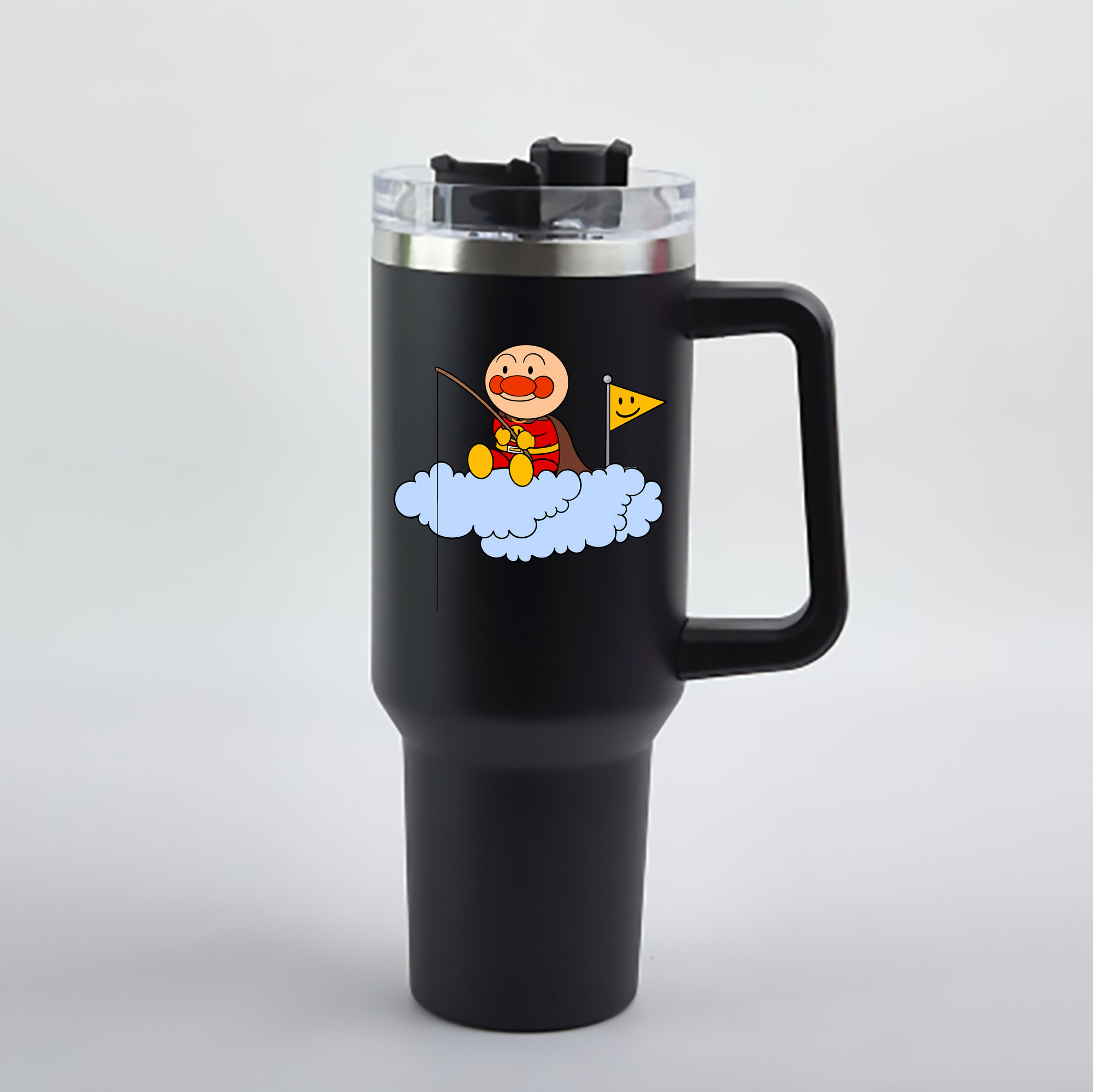（画像用） アンパンマン Anpanman 1200mL車用タンブラー - クリスタルステッカー（プラスチックストロー付き）