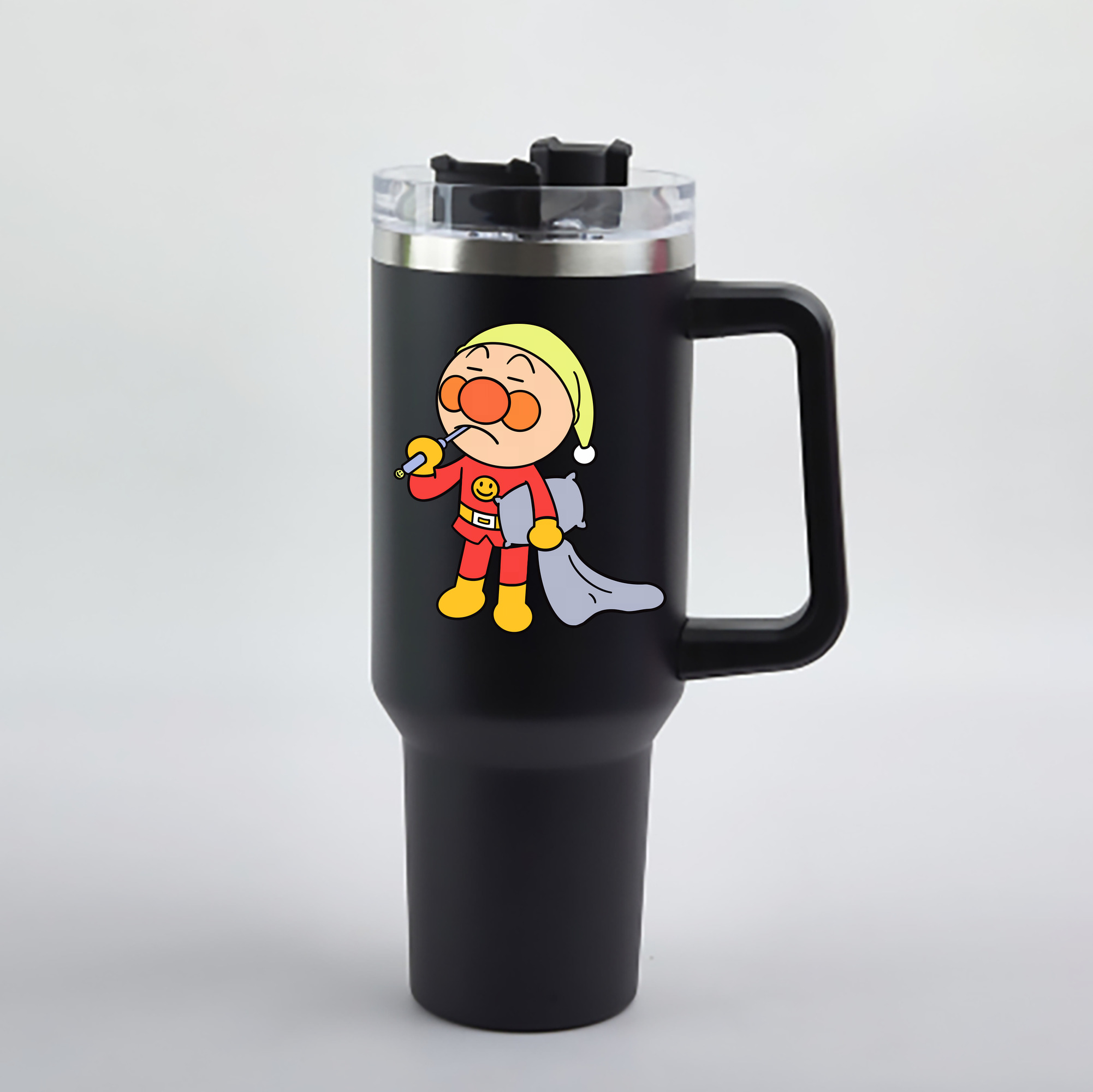 （画像用） アンパンマン Anpanman 1200mL車用タンブラー - クリスタルステッカー（プラスチックストロー付き）