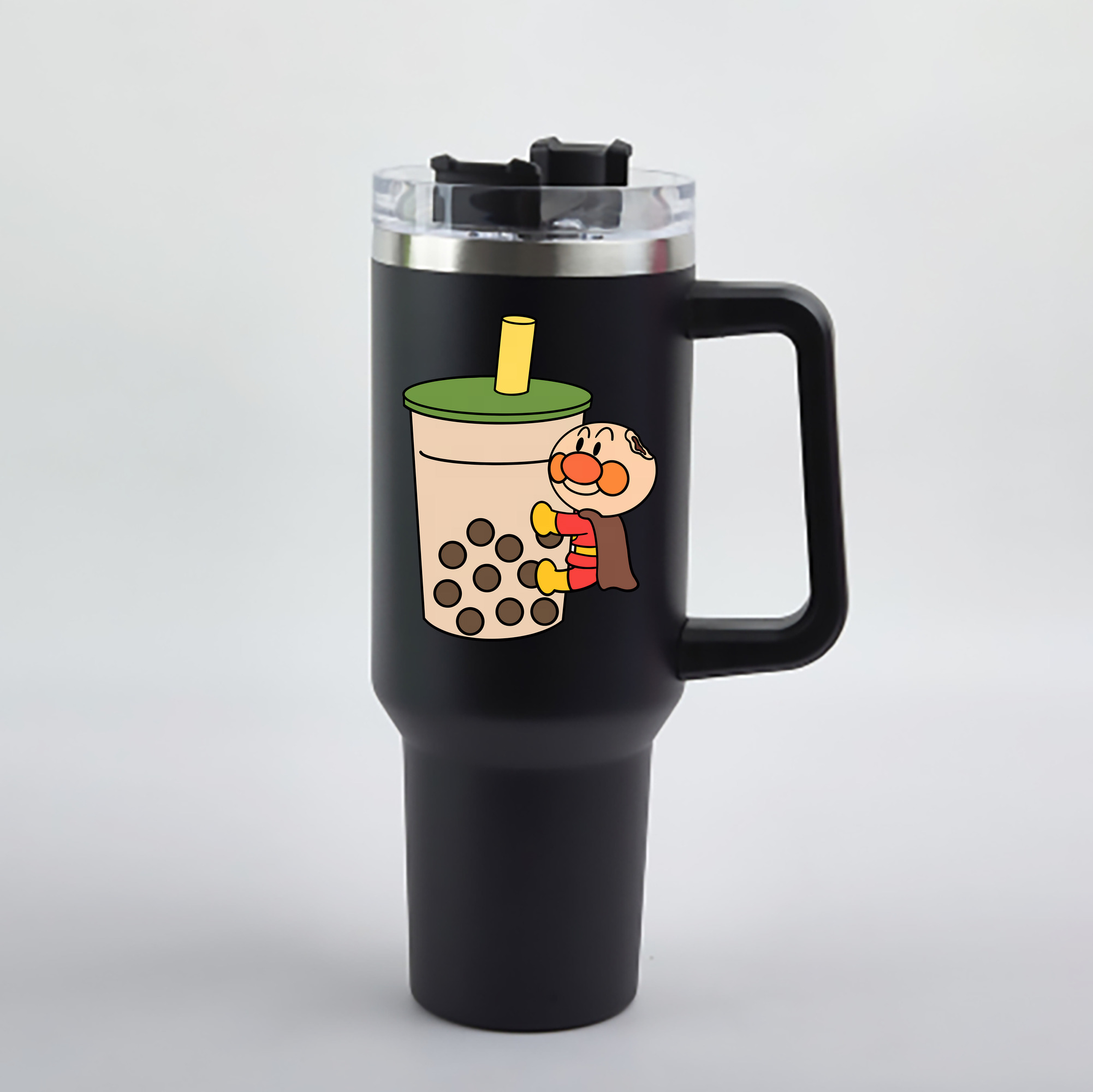 （画像用） アンパンマン Anpanman 1200mL車用タンブラー - クリスタルステッカー（プラスチックストロー付き）