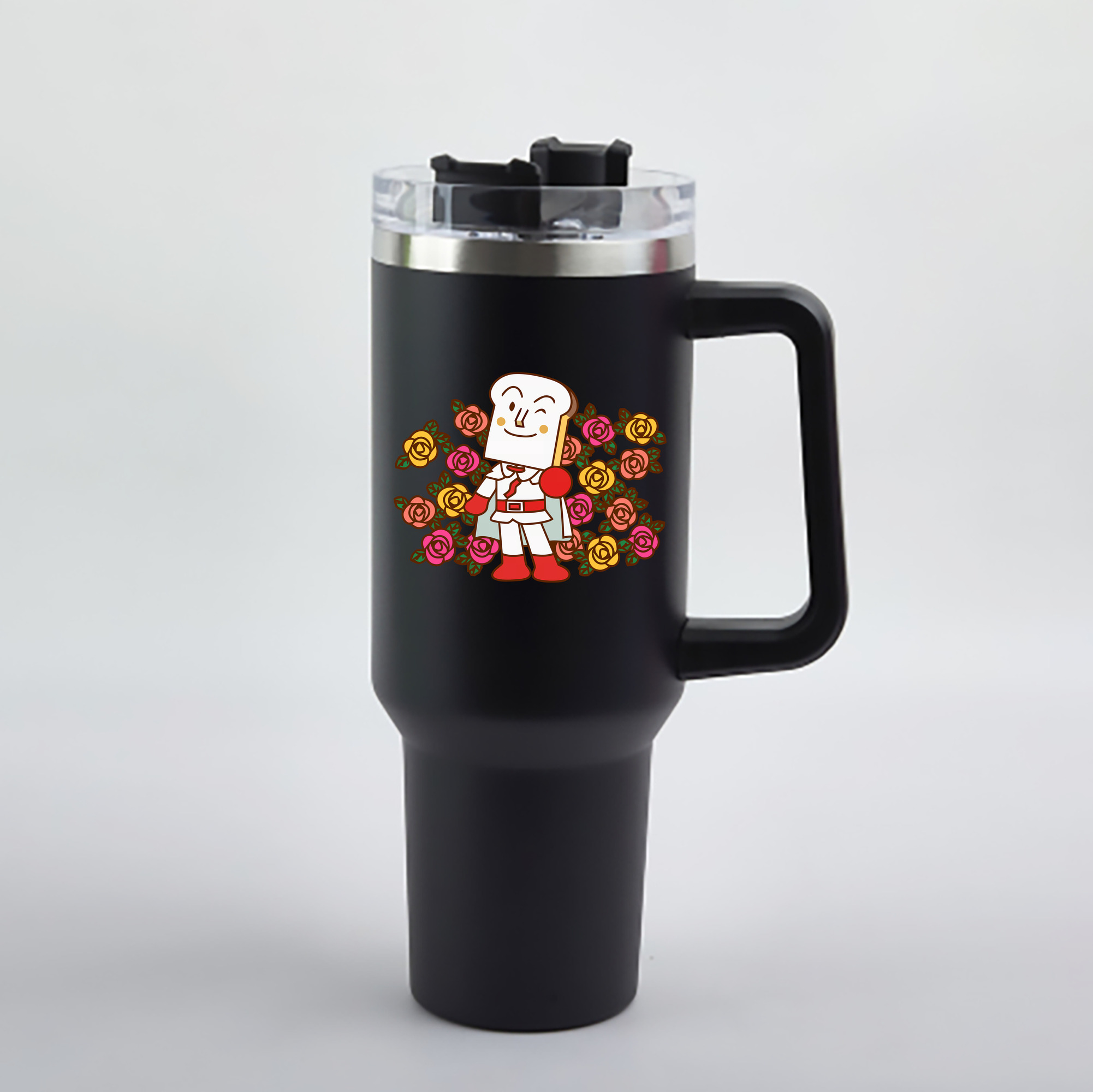 （画像用） アンパンマン Anpanman 1200mL車用タンブラー - クリスタルステッカー（プラスチックストロー付き）