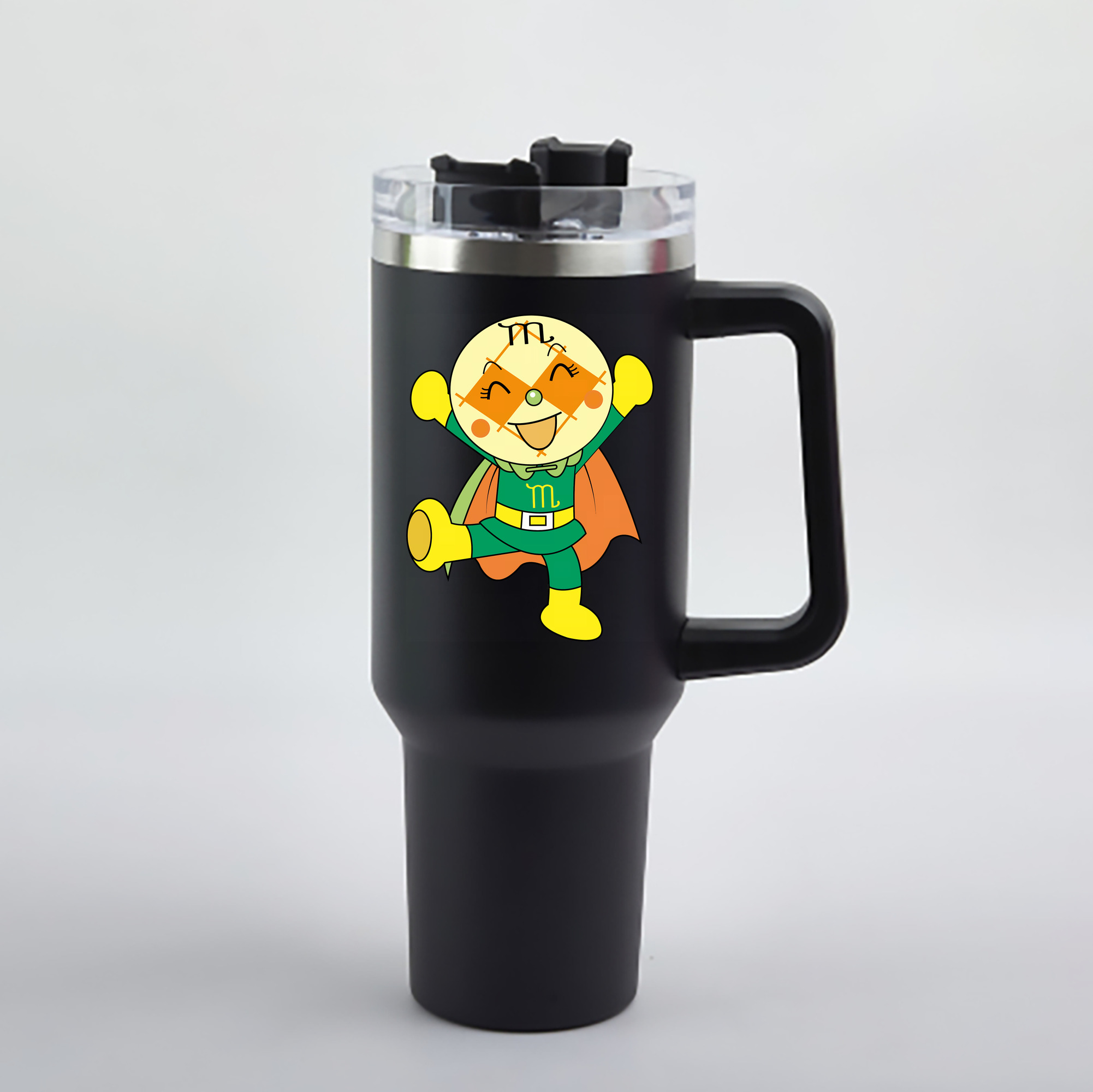 （画像用） アンパンマン Anpanman 1200mL車用タンブラー - クリスタルステッカー（プラスチックストロー付き）