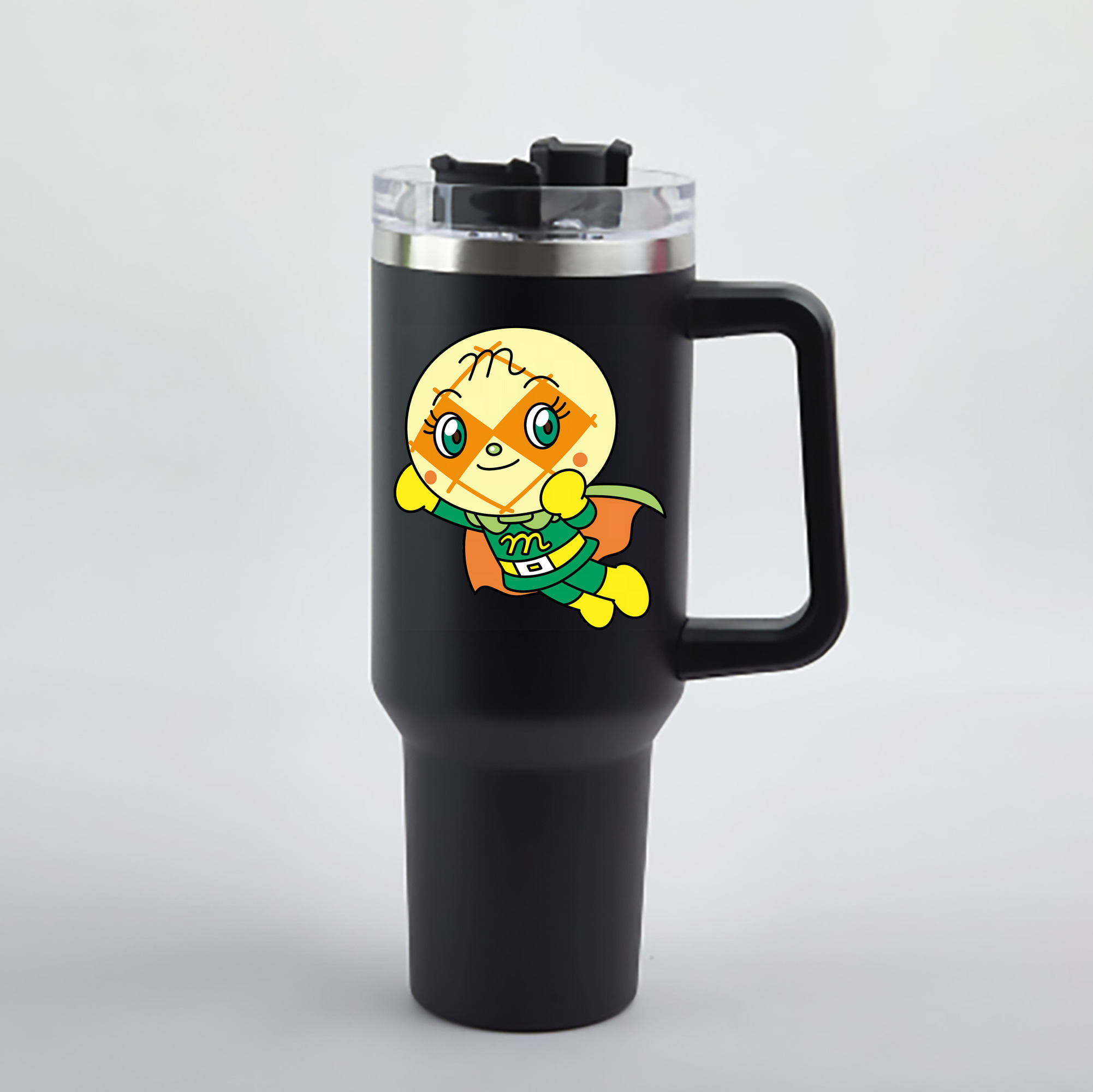 （画像用） アンパンマン Anpanman 1200mL車用タンブラー - クリスタルステッカー（プラスチックストロー付き）