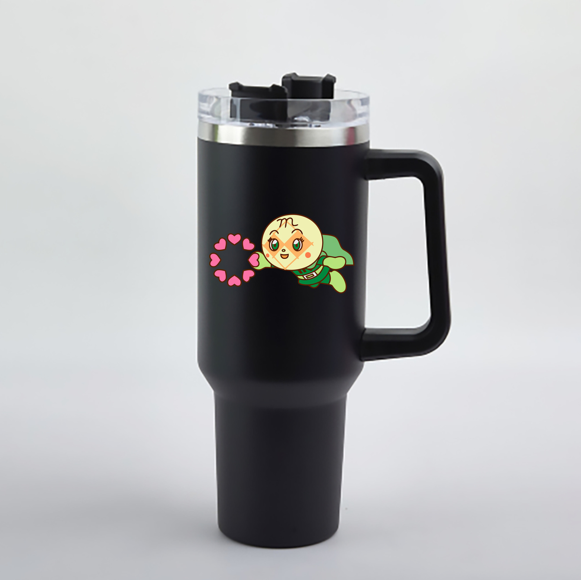 （画像用） アンパンマン Anpanman 1200mL車用タンブラー - クリスタルステッカー（プラスチックストロー付き）