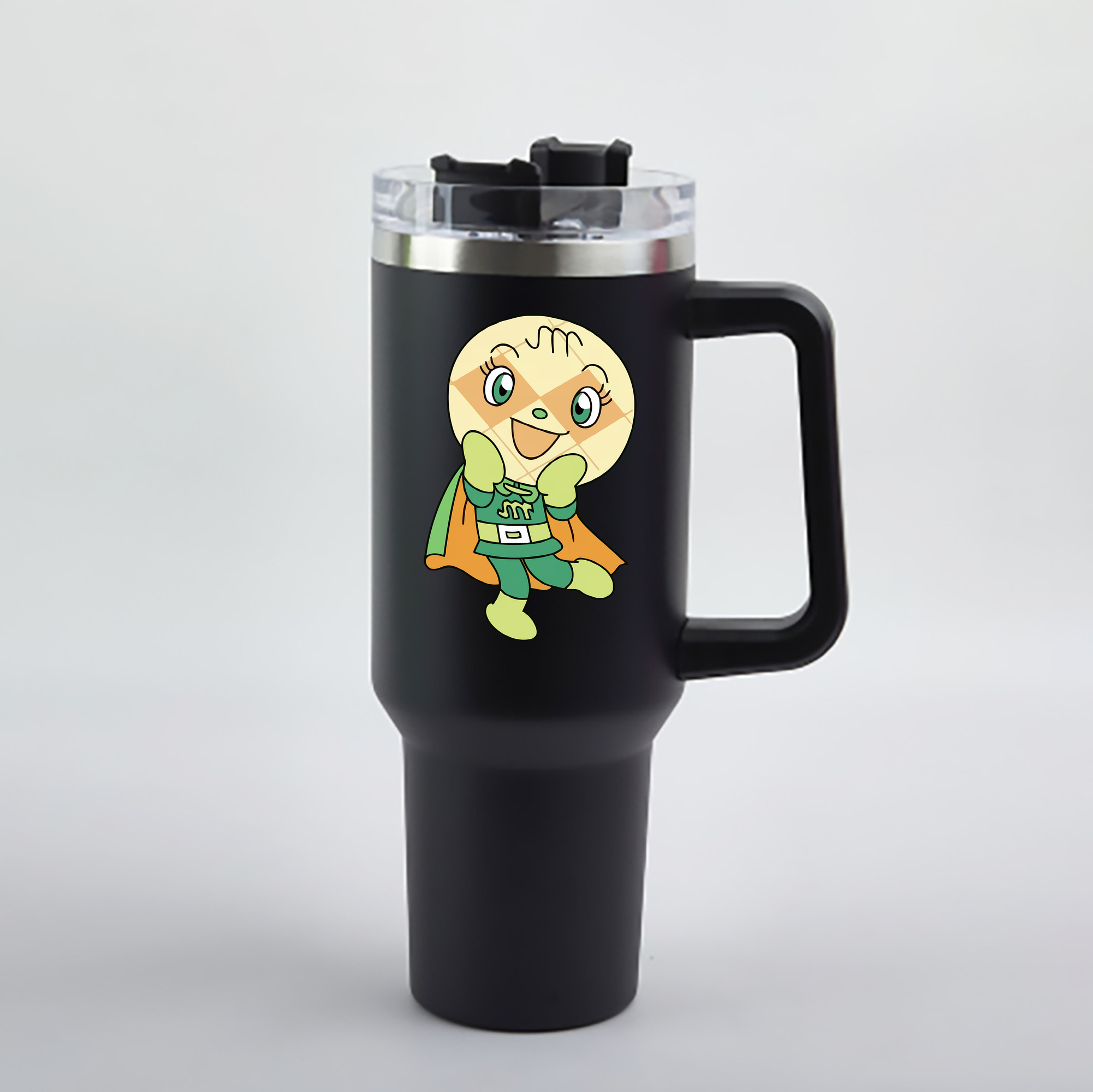 （画像用） アンパンマン Anpanman 1200mL車用タンブラー - クリスタルステッカー（プラスチックストロー付き）