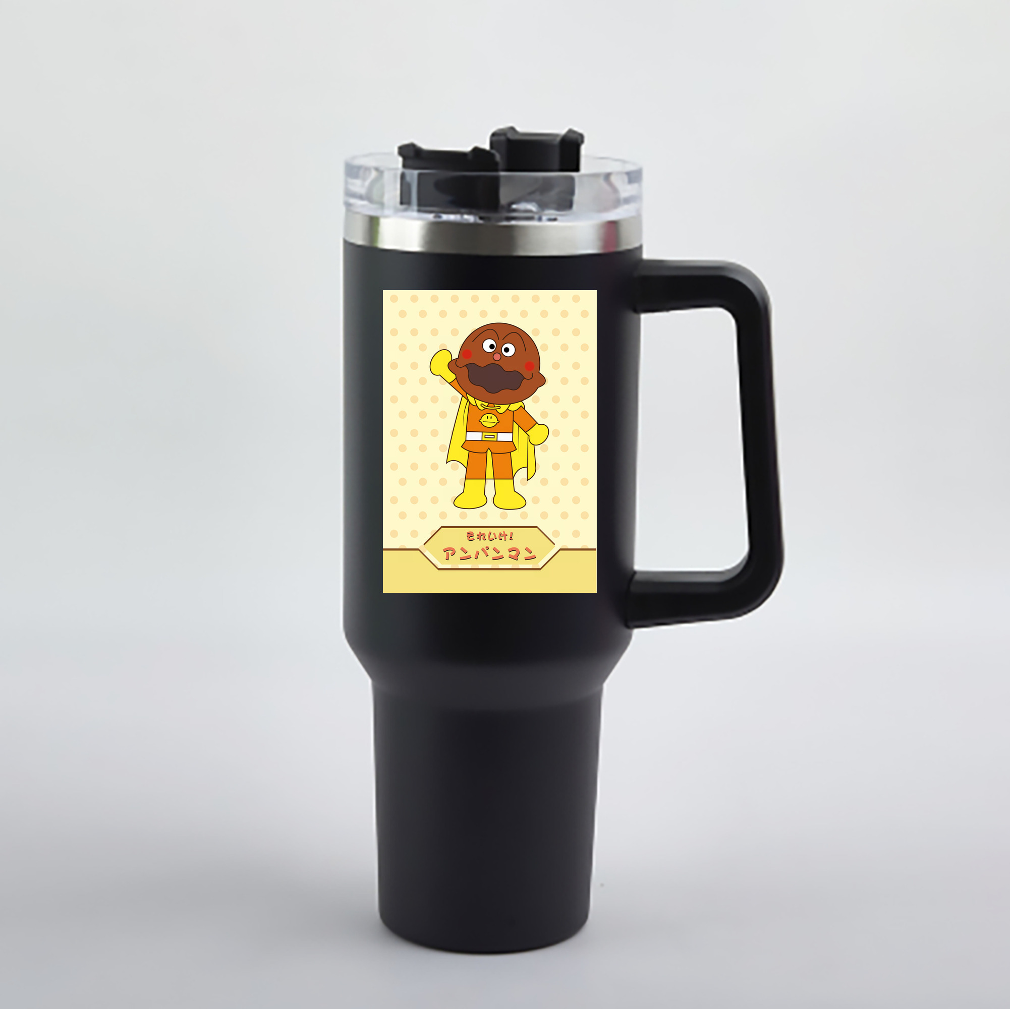 （画像用） アンパンマン Anpanman 1200mL車用タンブラー - クリスタルステッカー（プラスチックストロー付き）