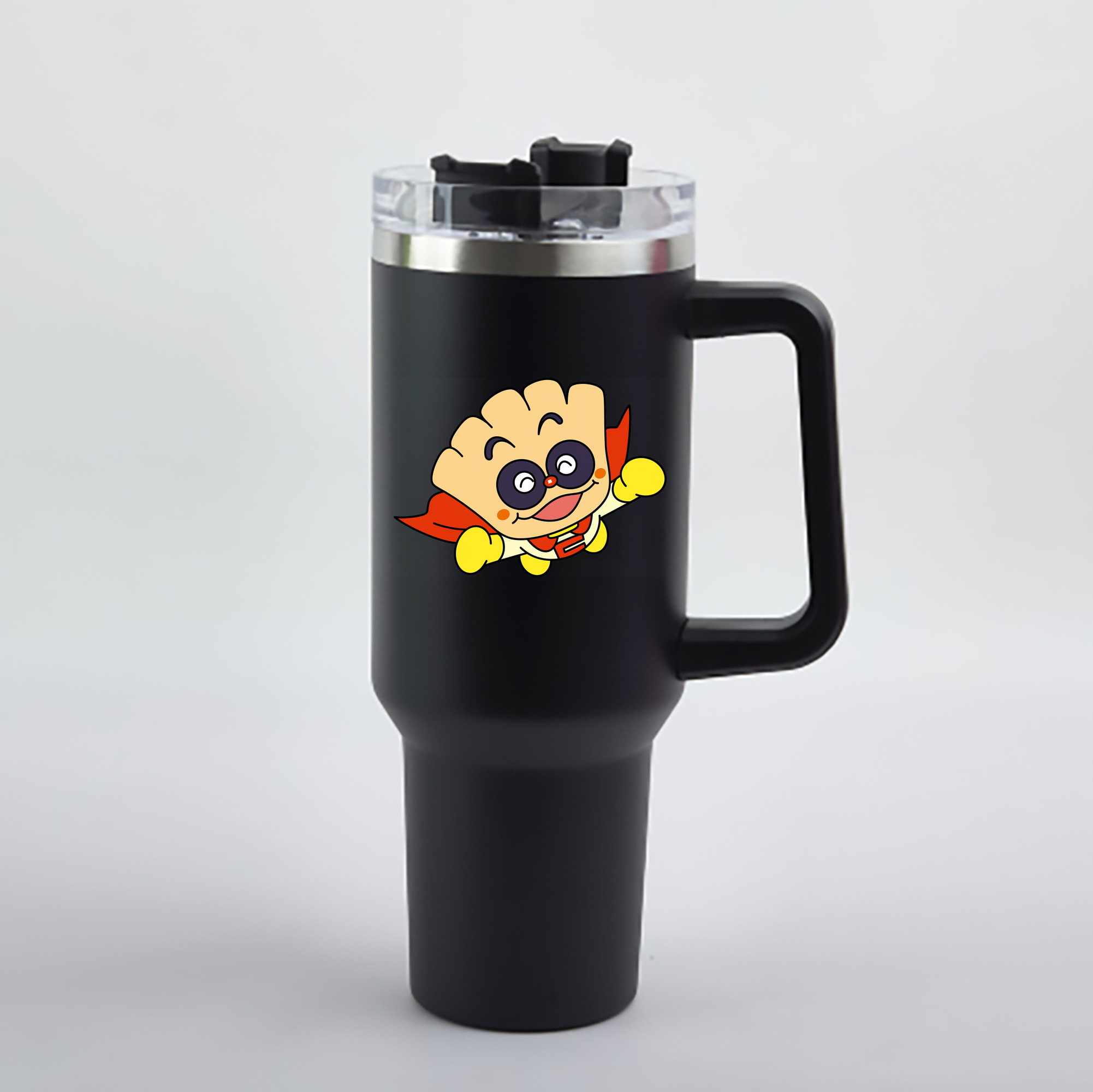 （画像用） アンパンマン Anpanman 1200mL車用タンブラー - クリスタルステッカー（プラスチックストロー付き）