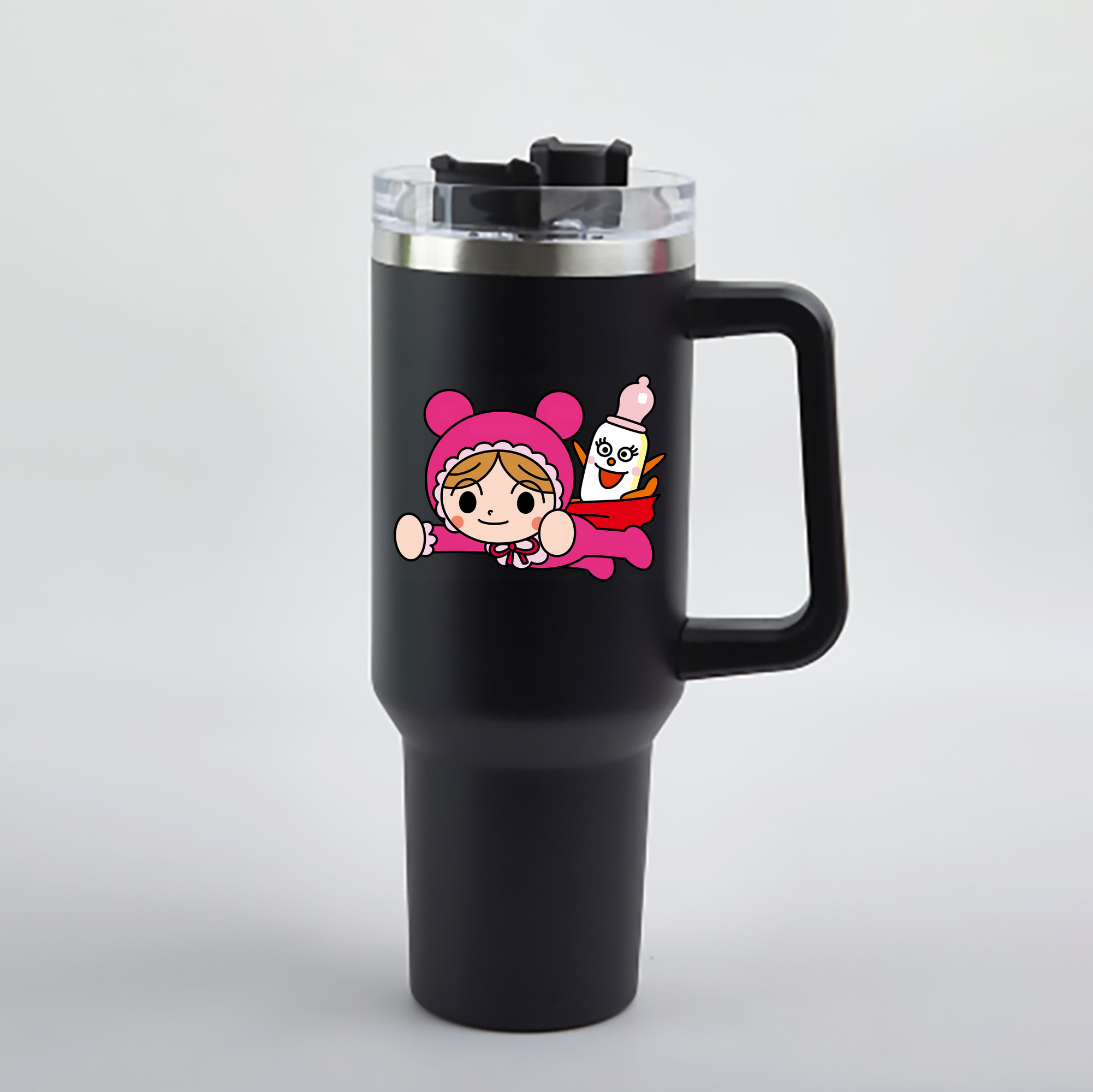 （画像用） アンパンマン Anpanman 1200mL車用タンブラー - クリスタルステッカー（プラスチックストロー付き）