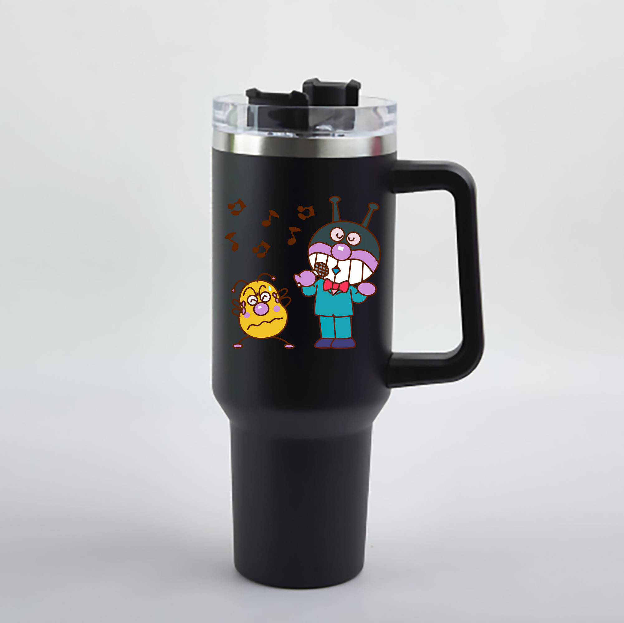 （画像用） アンパンマン Anpanman 1200mL車用タンブラー - クリスタルステッカー（プラスチックストロー付き）