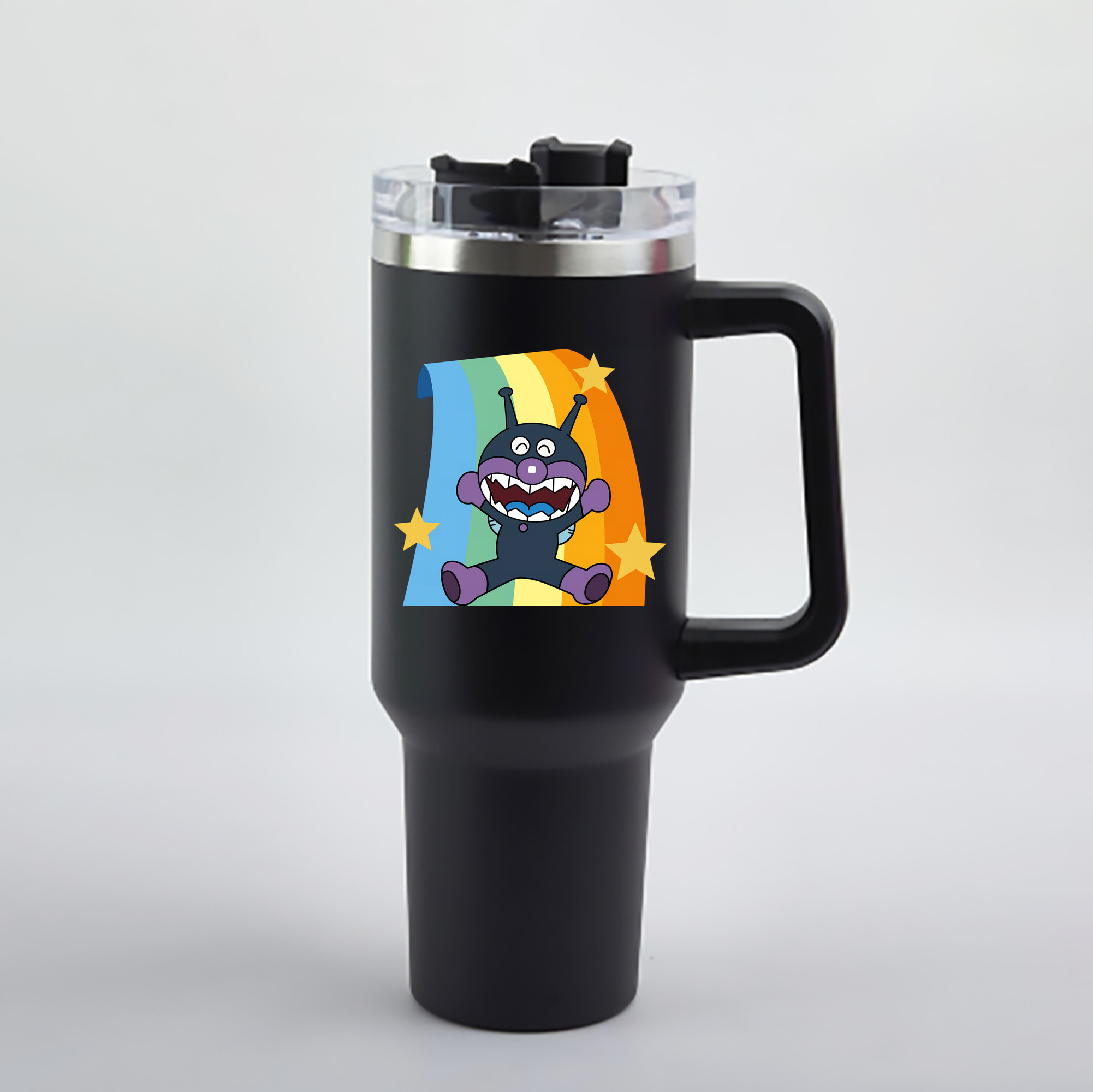 （画像用） アンパンマン Anpanman 1200mL車用タンブラー - クリスタルステッカー（プラスチックストロー付き）