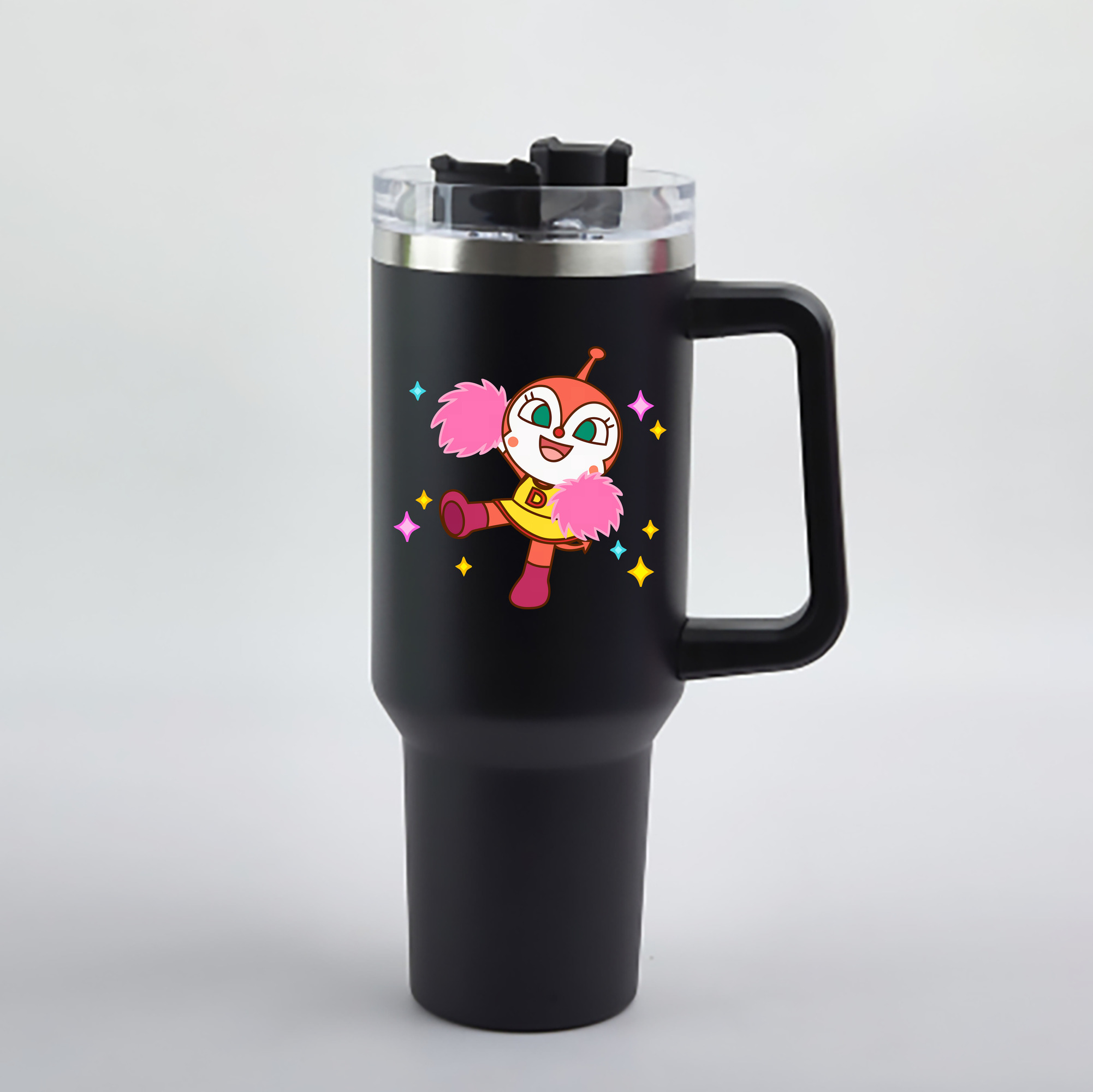 （画像用） アンパンマン Anpanman 1200mL車用タンブラー - クリスタルステッカー（プラスチックストロー付き）
