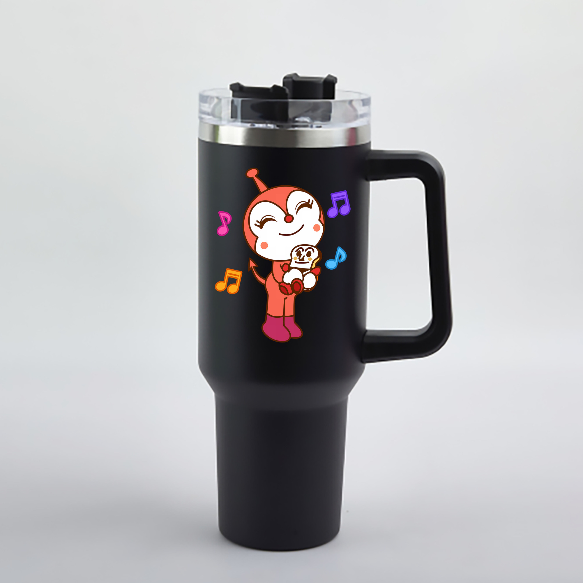 （画像用） アンパンマン Anpanman 1200mL車用タンブラー - クリスタルステッカー（プラスチックストロー付き）