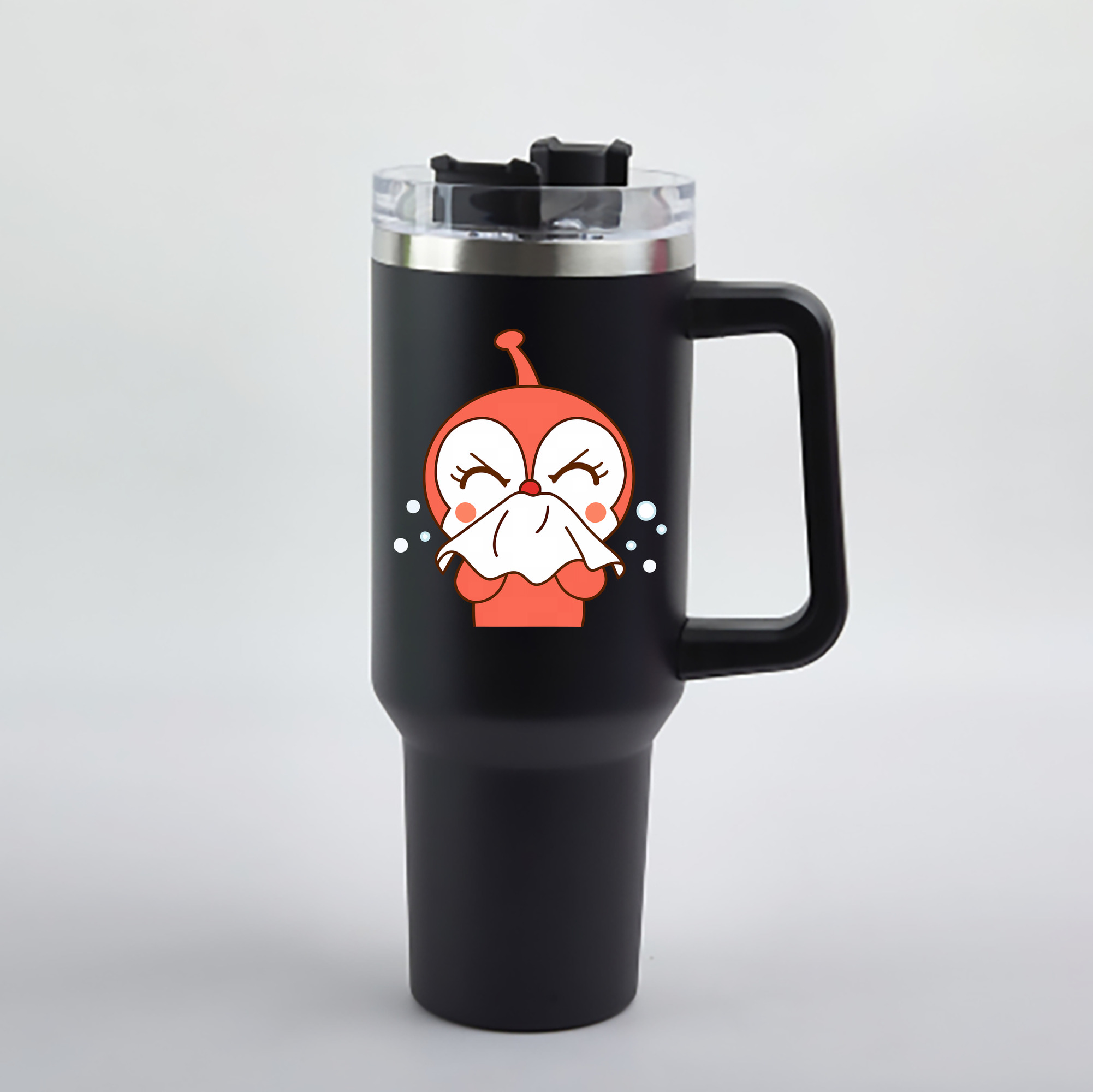 （画像用） アンパンマン Anpanman 1200mL車用タンブラー - クリスタルステッカー（プラスチックストロー付き）